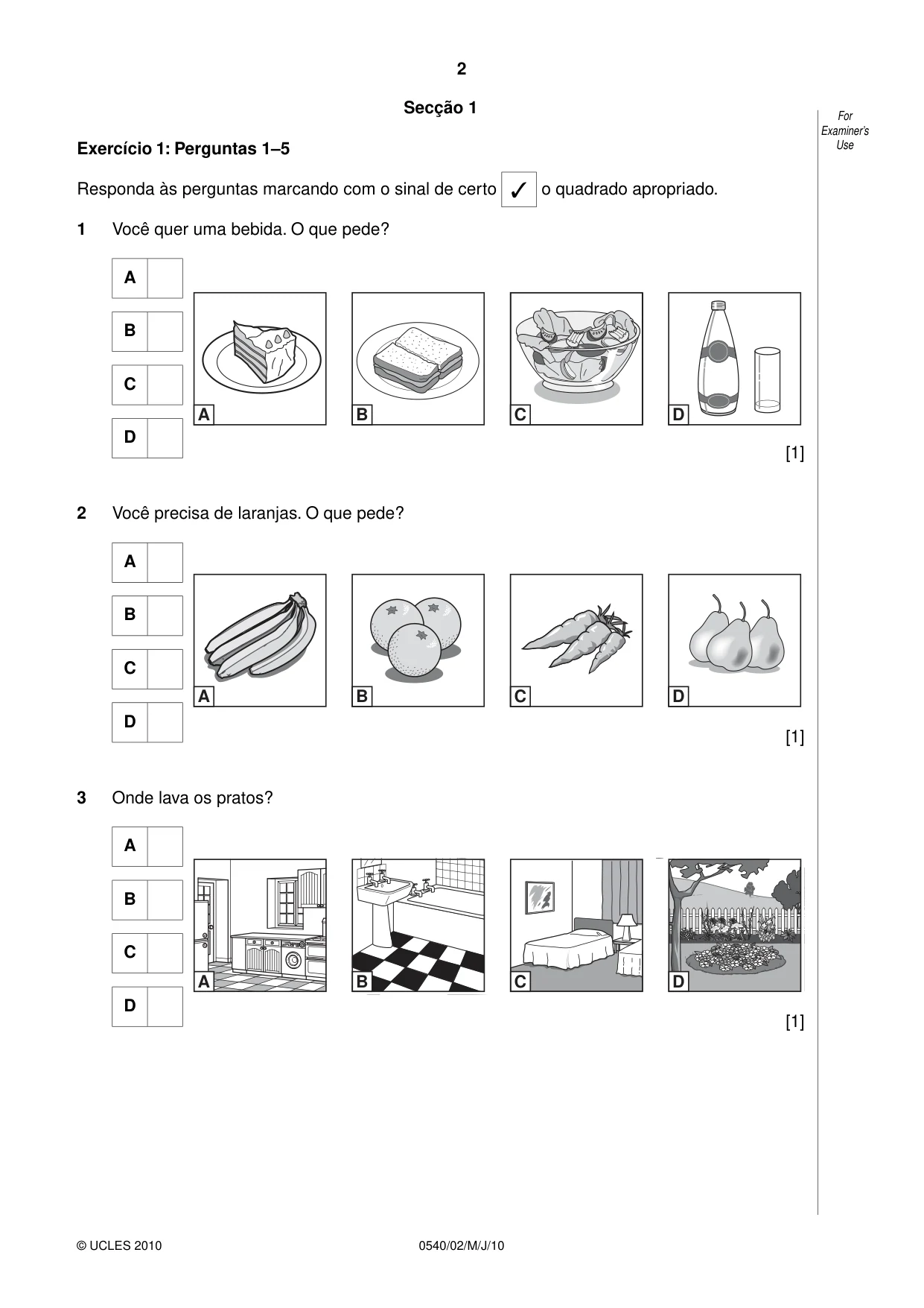 Cambridge IGCSE Portuguese - Foreign Language 0540 2010 May/June Paper 2 · Variant 1 question paper, page 2 of 16