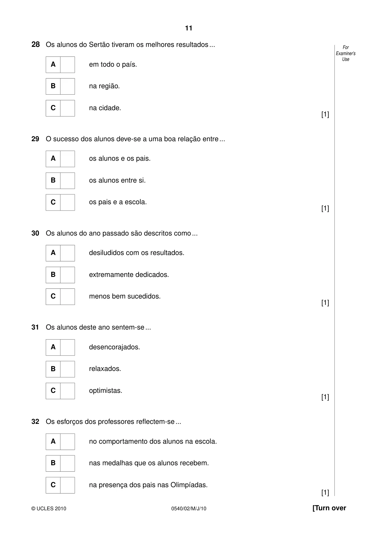 Cambridge IGCSE Portuguese - Foreign Language 0540 2010 May/June Paper 2 · Variant 1 question paper, page 11 of 16