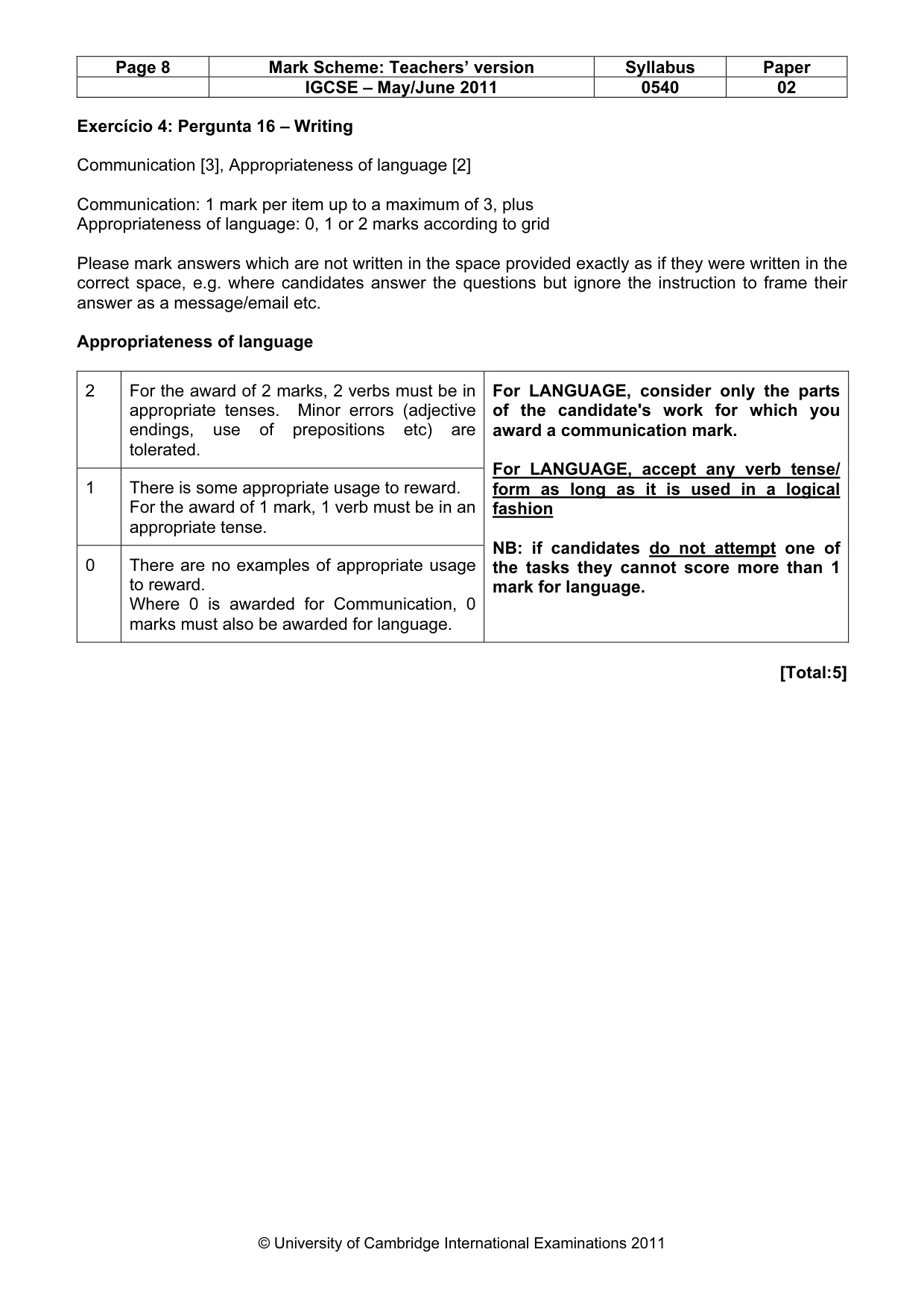 Mark scheme, page 8 of 12