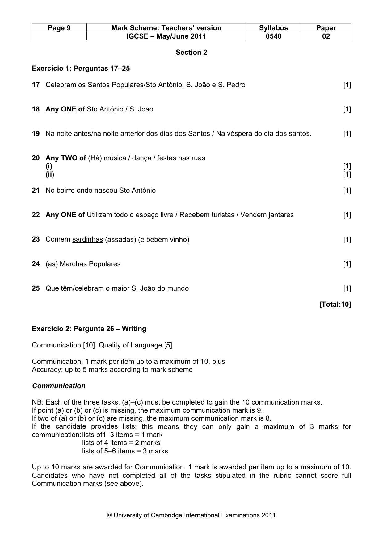 Mark scheme, page 9 of 12