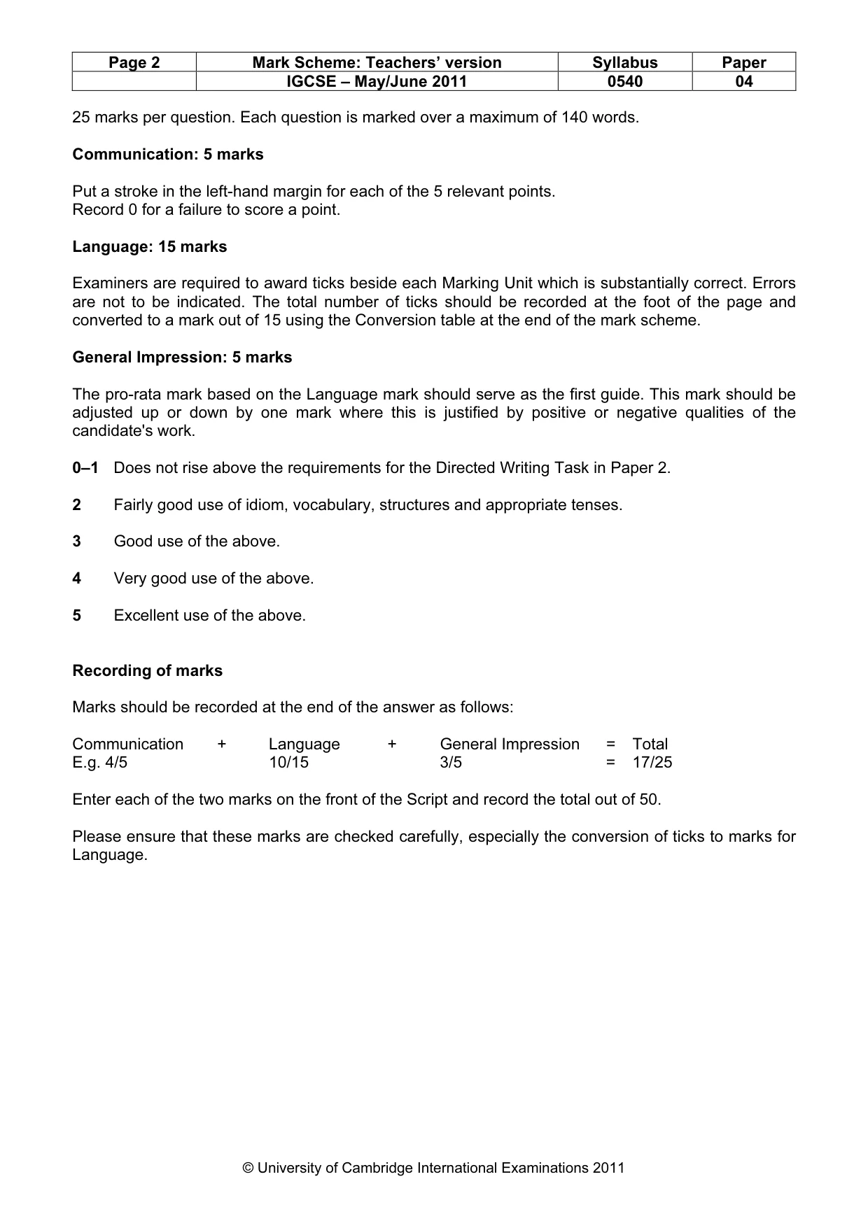 Mark scheme, page 2 of 13