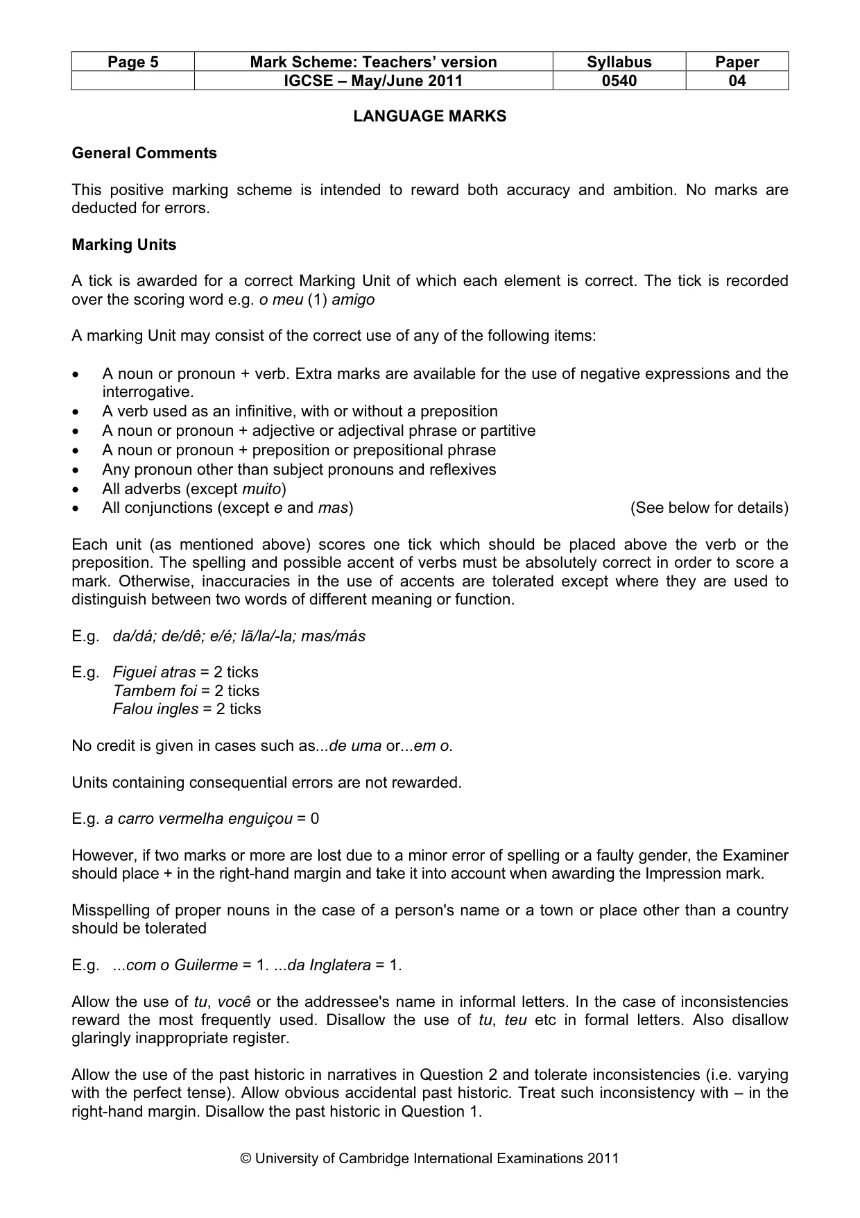 Mark scheme, page 5 of 13