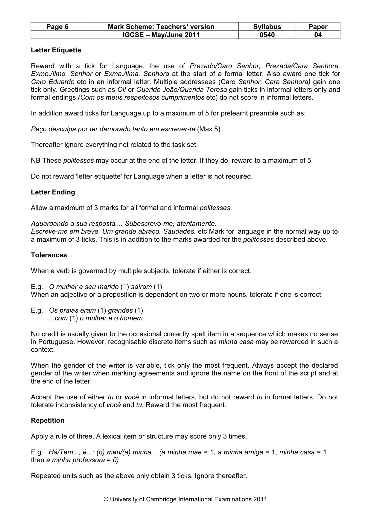 Mark scheme, page 6 of 13