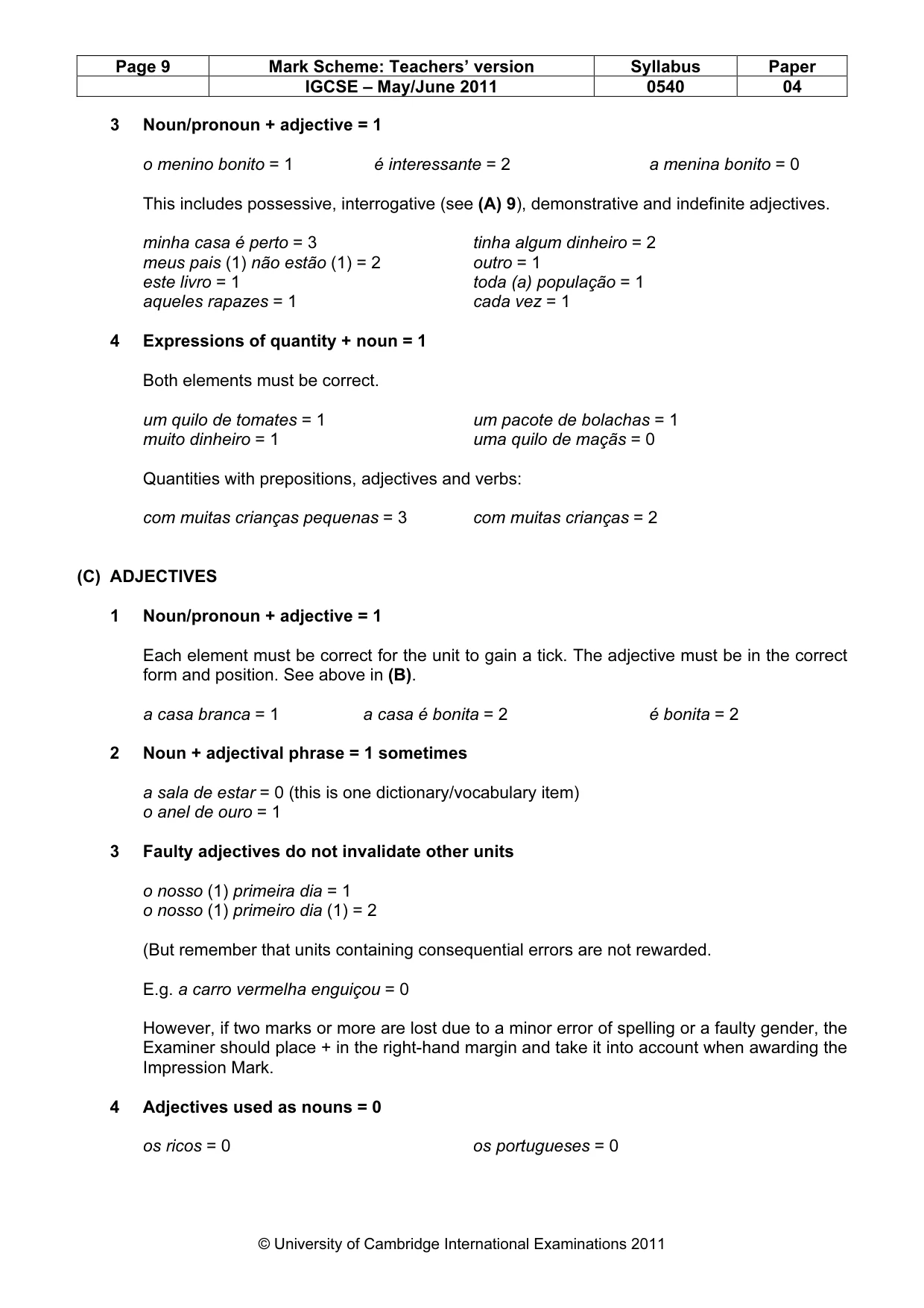Mark scheme, page 9 of 13