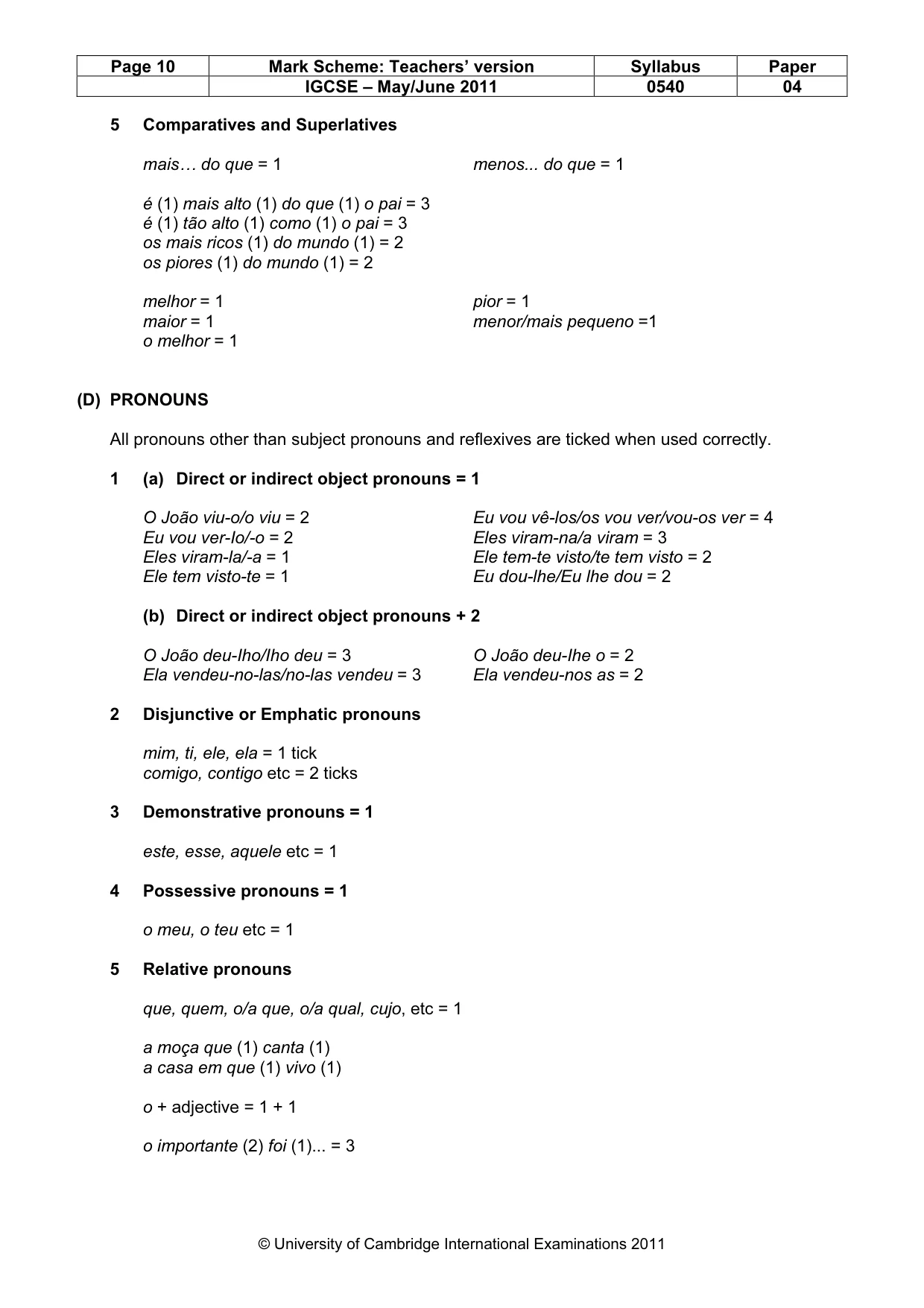 Mark scheme, page 10 of 13