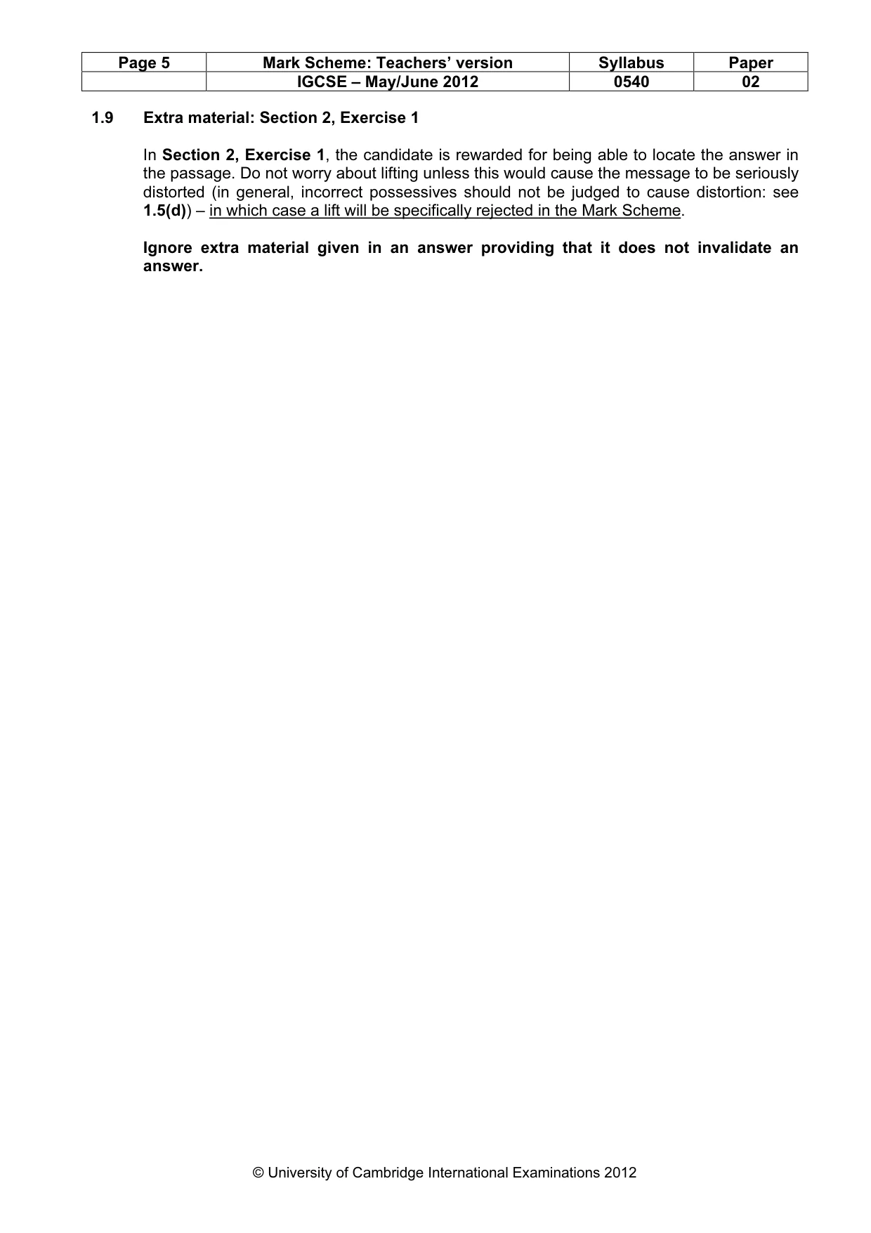 Mark scheme, page 5 of 13