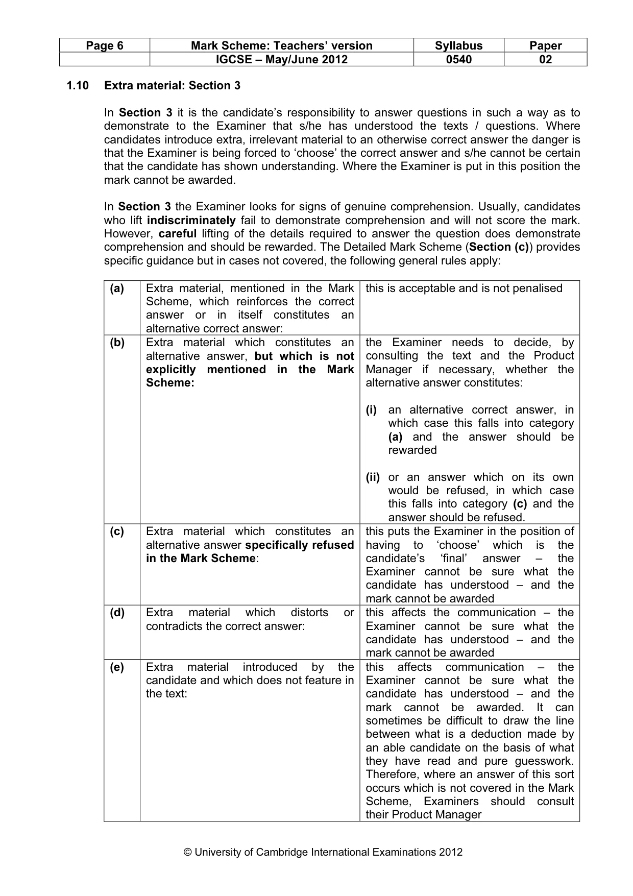 Mark scheme, page 6 of 13