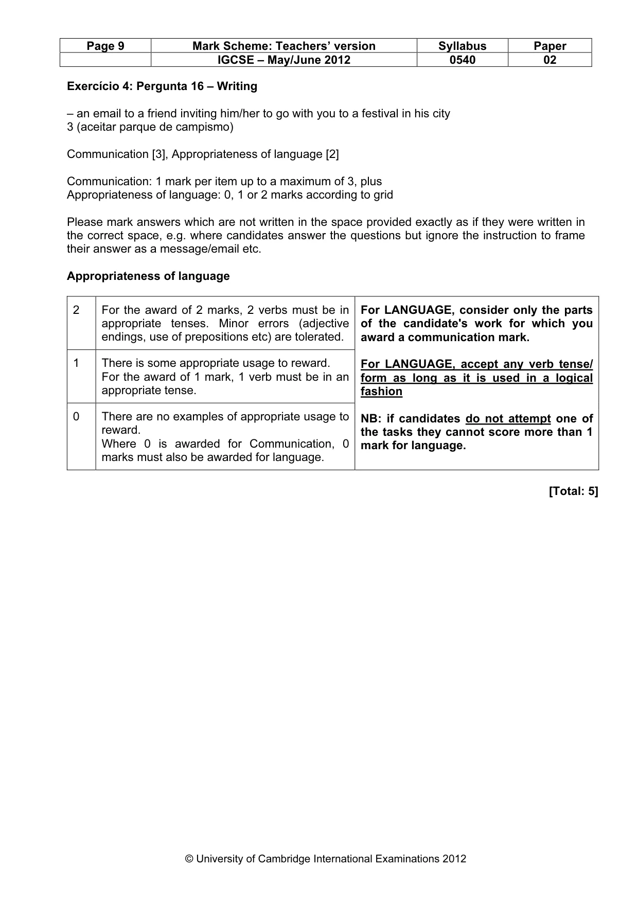 Mark scheme, page 9 of 13