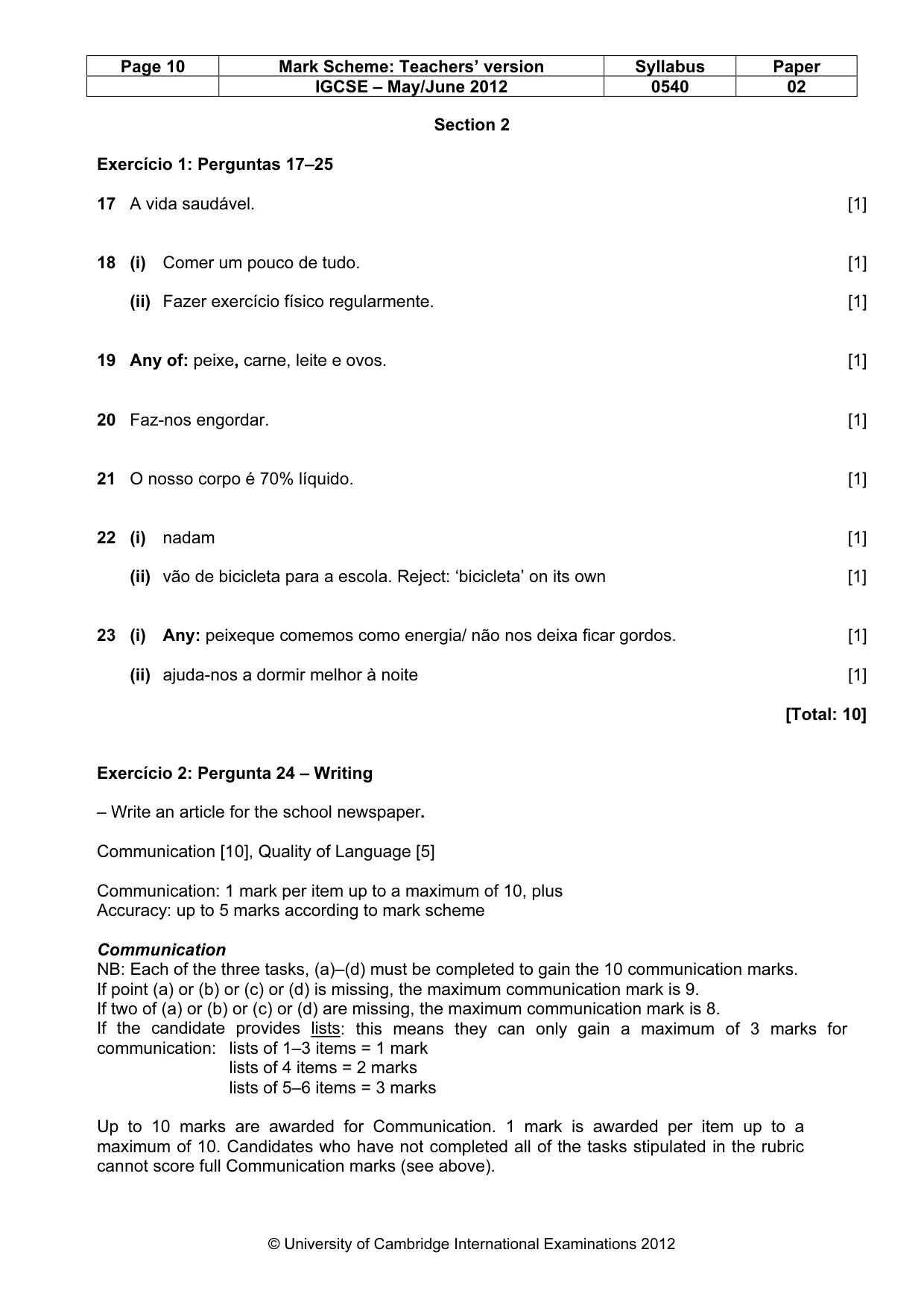 Mark scheme, page 10 of 13