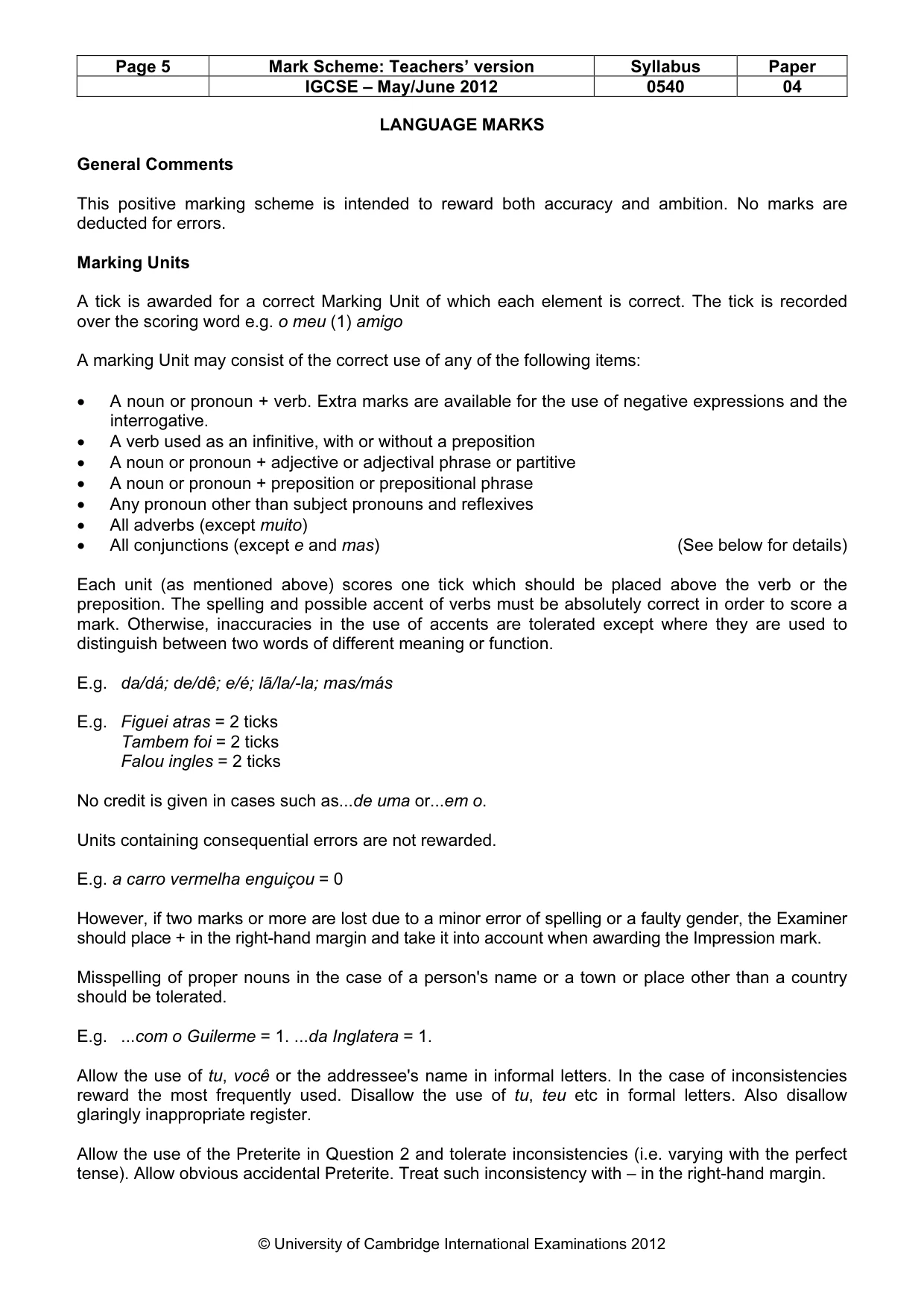 Mark scheme, page 5 of 13