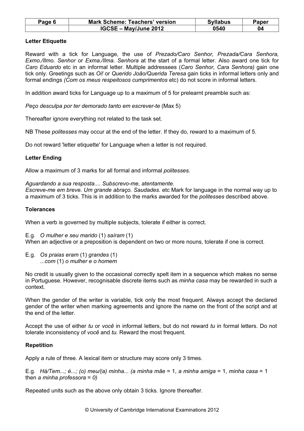 Mark scheme, page 6 of 13