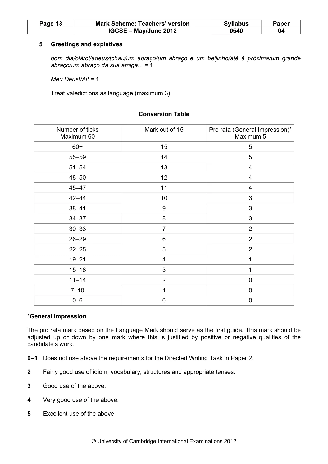 Mark scheme, page 13 of 13