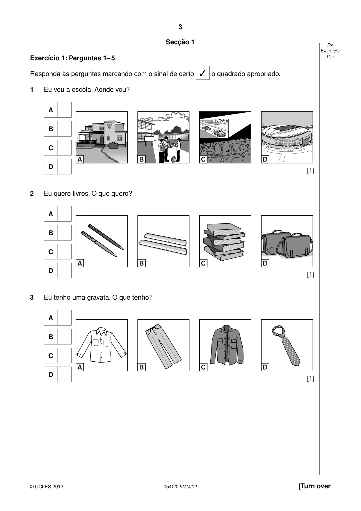 Cambridge IGCSE Portuguese - Foreign Language 0540 2012 May/June Paper 2 · Variant 1 question paper, page 3 of 20