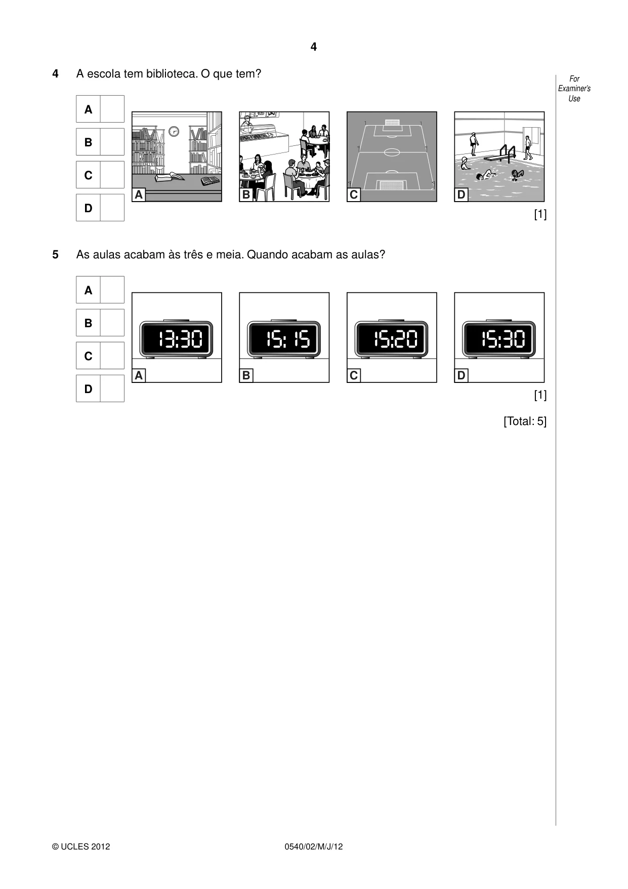 Cambridge IGCSE Portuguese - Foreign Language 0540 2012 May/June Paper 2 · Variant 1 question paper, page 4 of 20