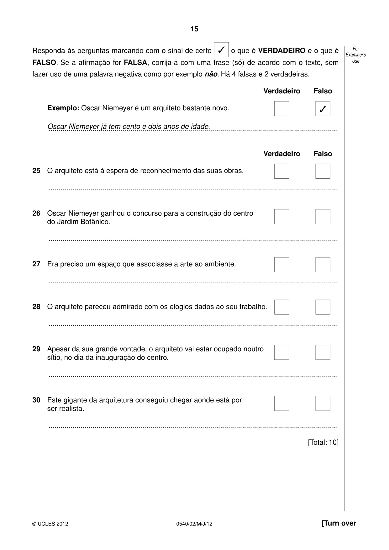 Cambridge IGCSE Portuguese - Foreign Language 0540 2012 May/June Paper 2 · Variant 1 question paper, page 15 of 20