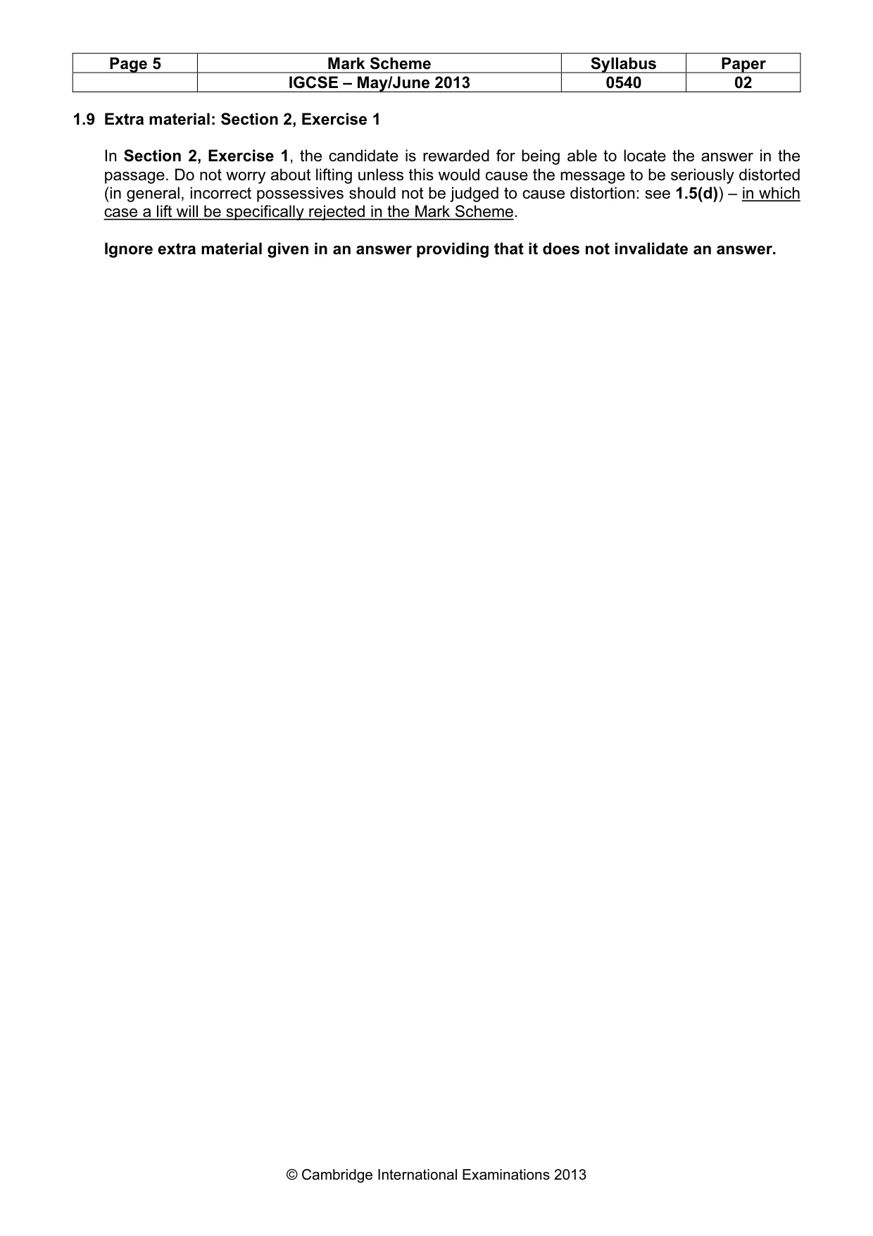 Mark scheme, page 5 of 11