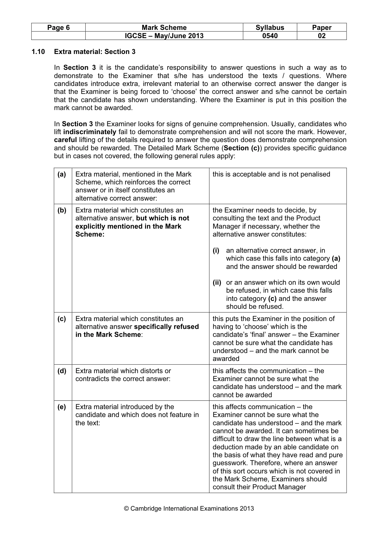 Mark scheme, page 6 of 11