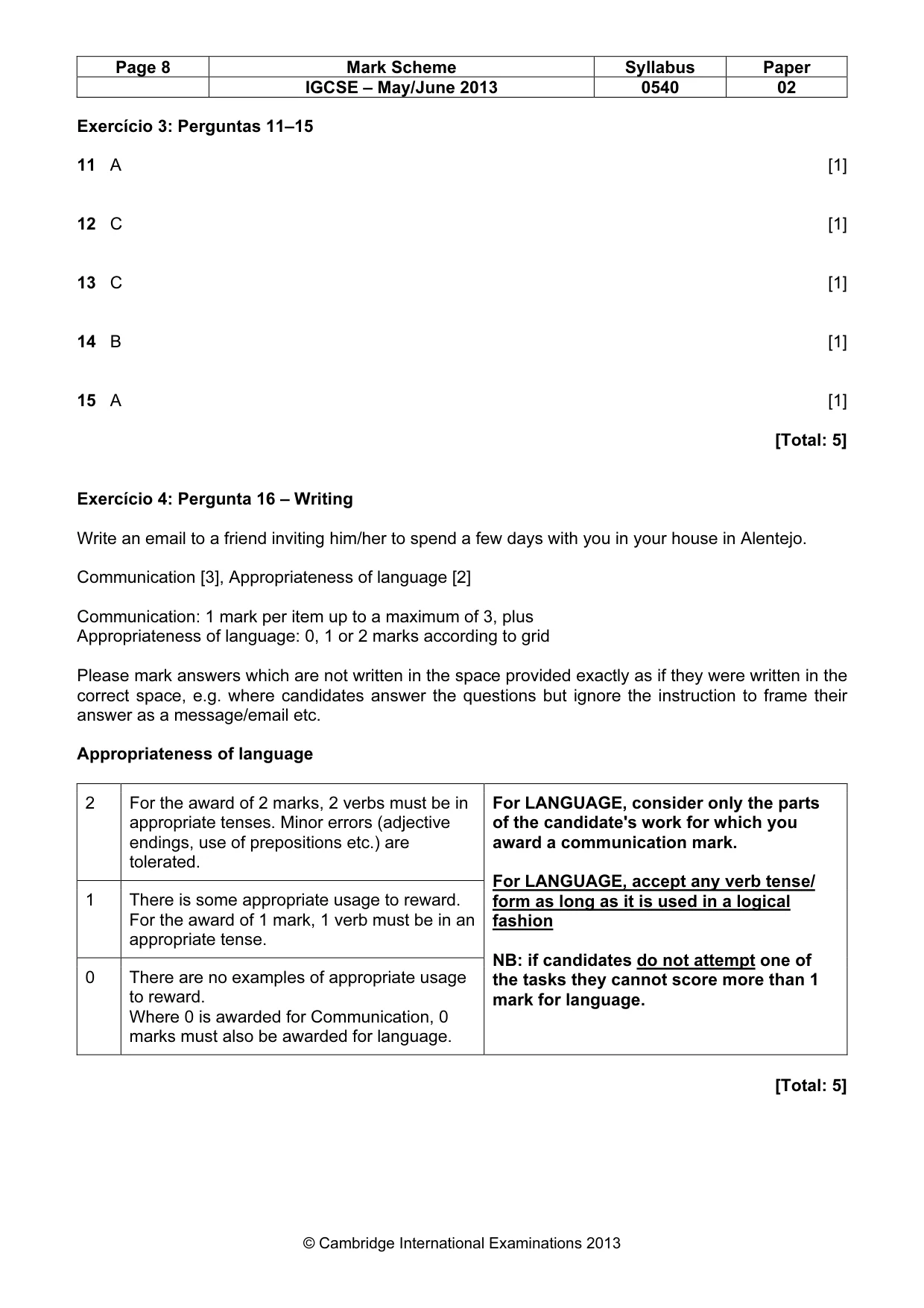 Mark scheme, page 8 of 11