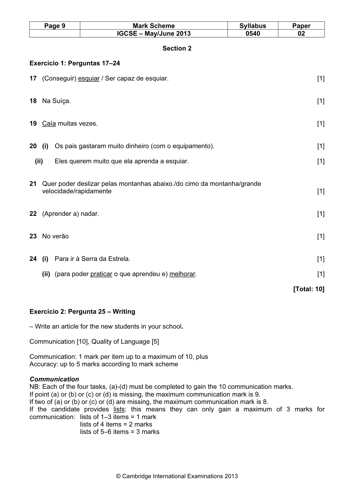 Mark scheme, page 9 of 11