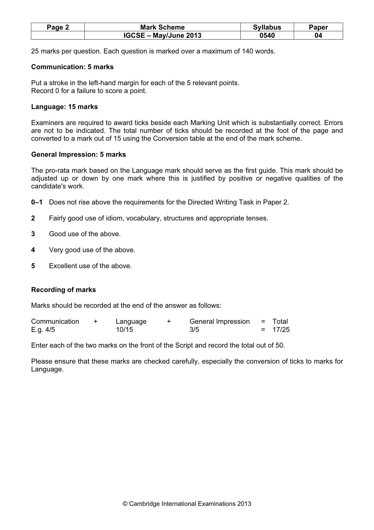 Mark scheme, page 2 of 13