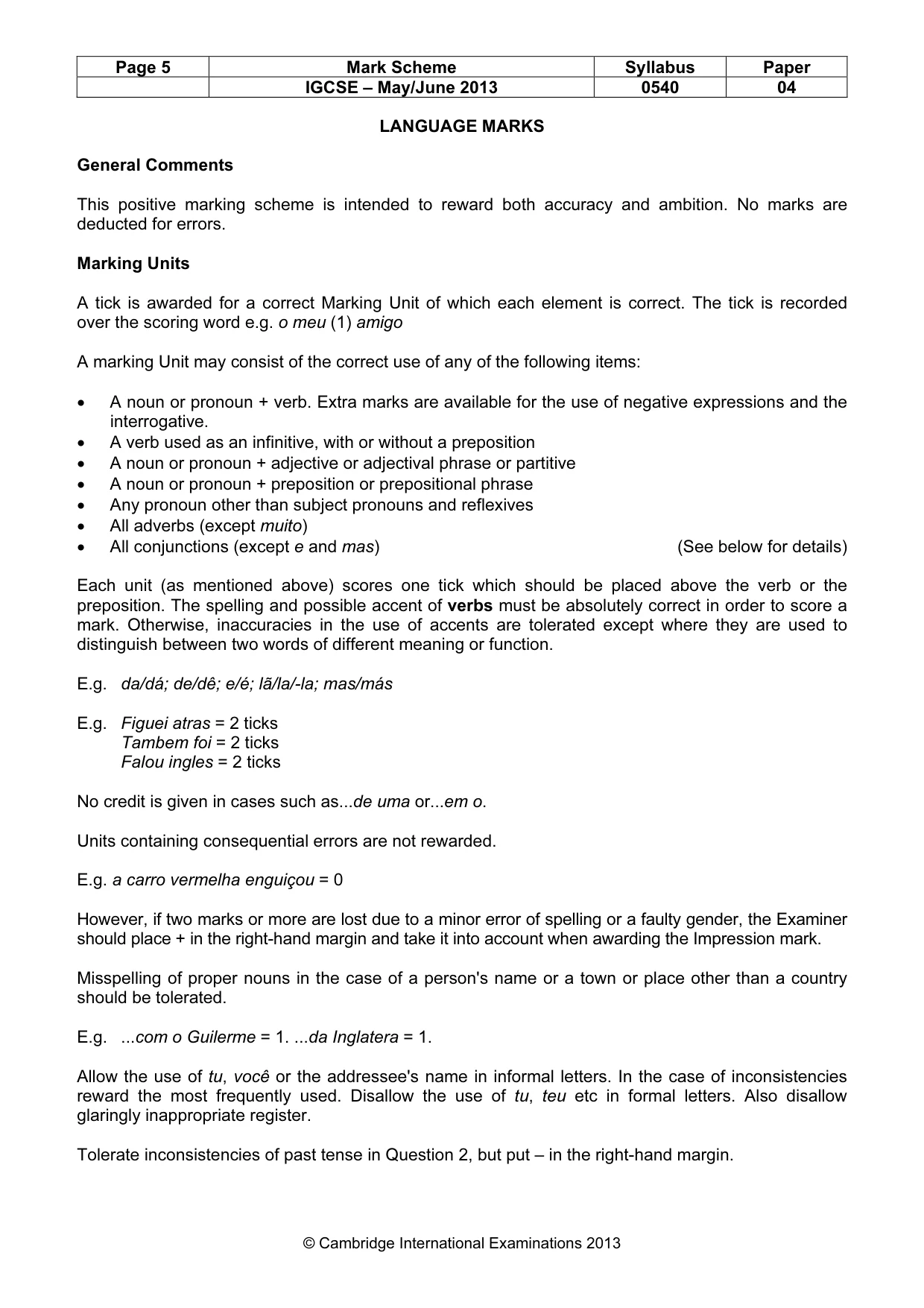 Mark scheme, page 5 of 13