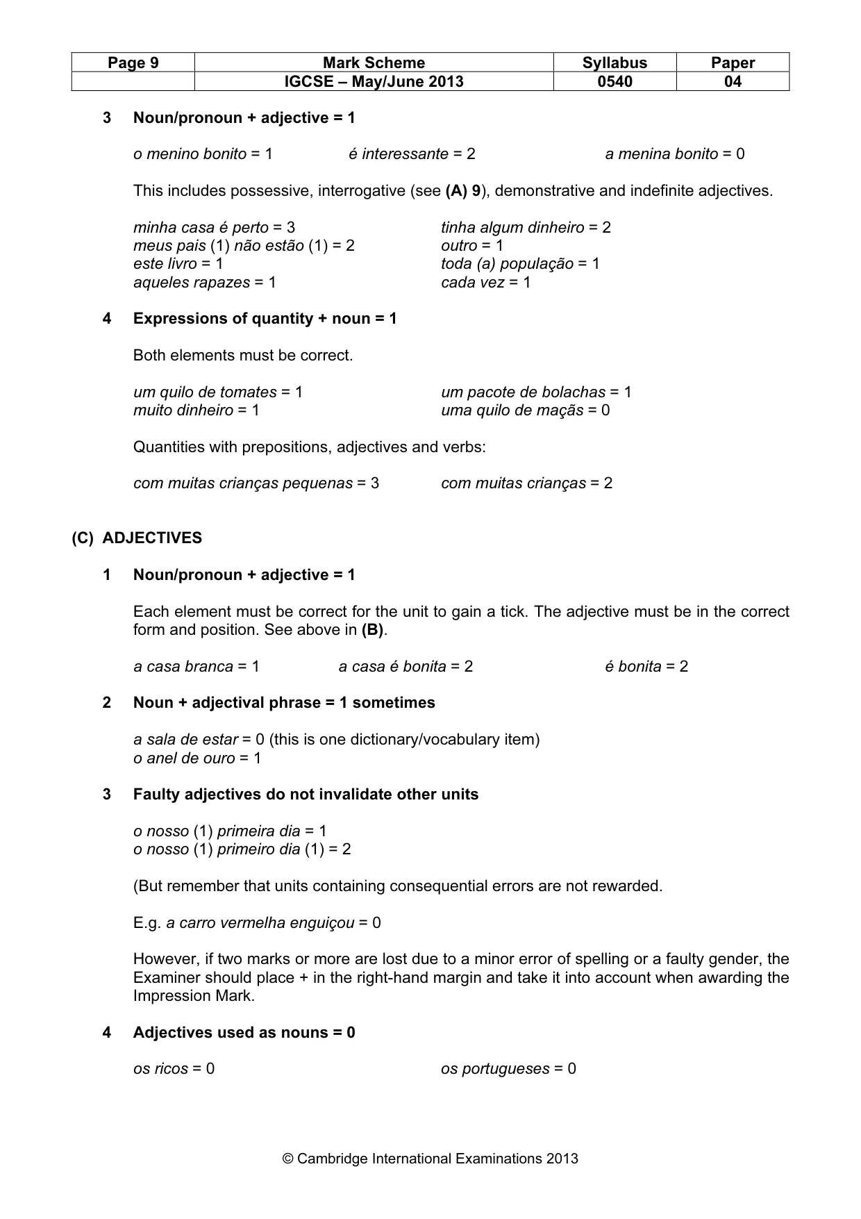 Mark scheme, page 9 of 13
