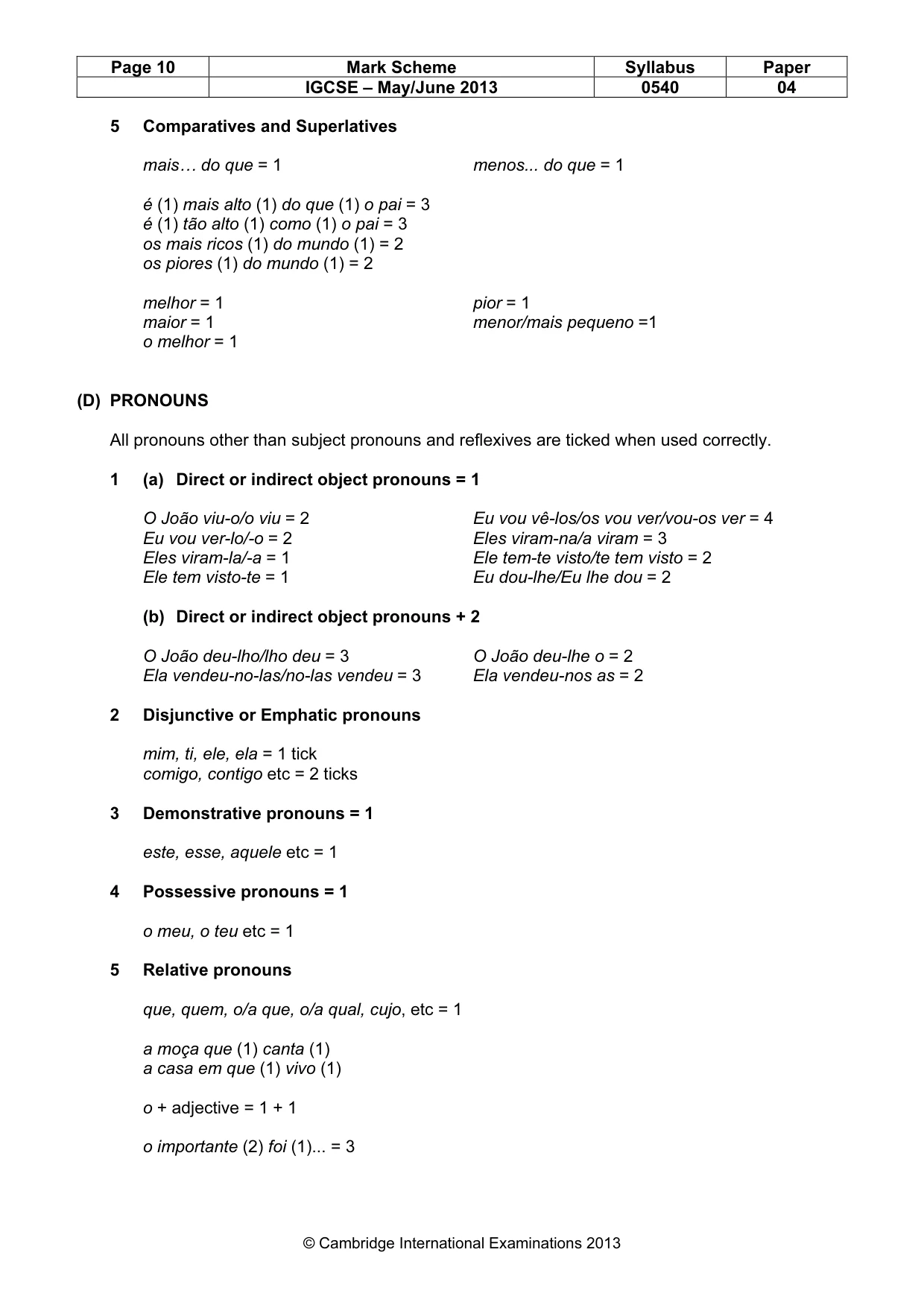 Mark scheme, page 10 of 13