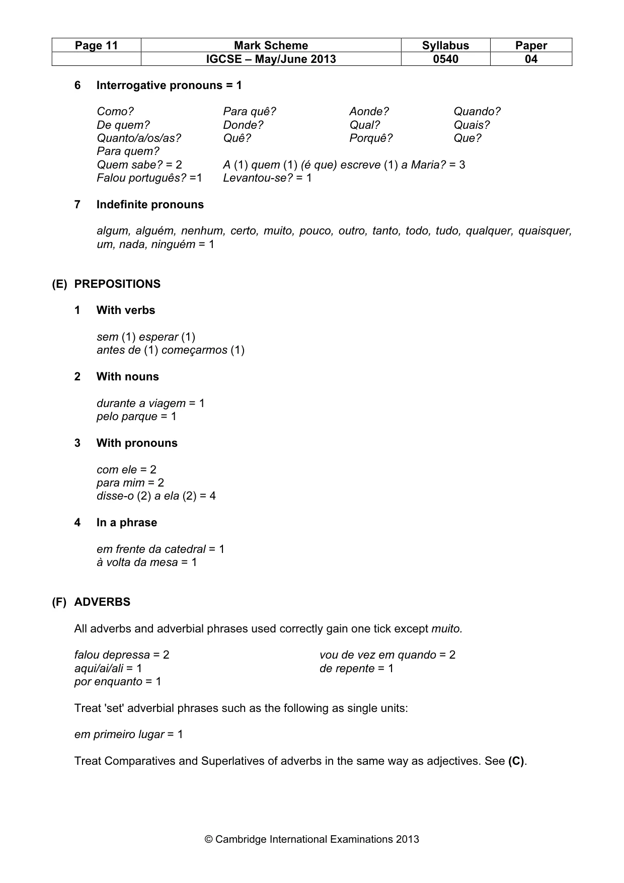 Mark scheme, page 11 of 13
