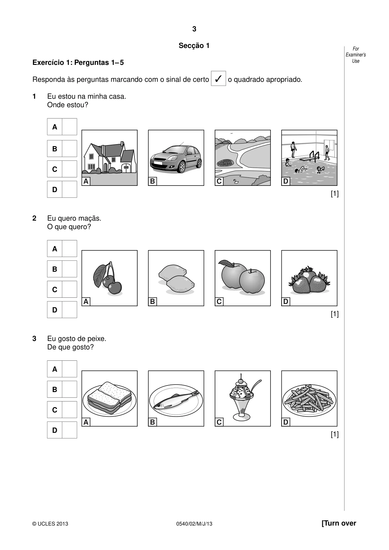 Cambridge IGCSE Portuguese - Foreign Language 0540 2013 May/June Paper 2 · Variant 1 question paper, page 3 of 20