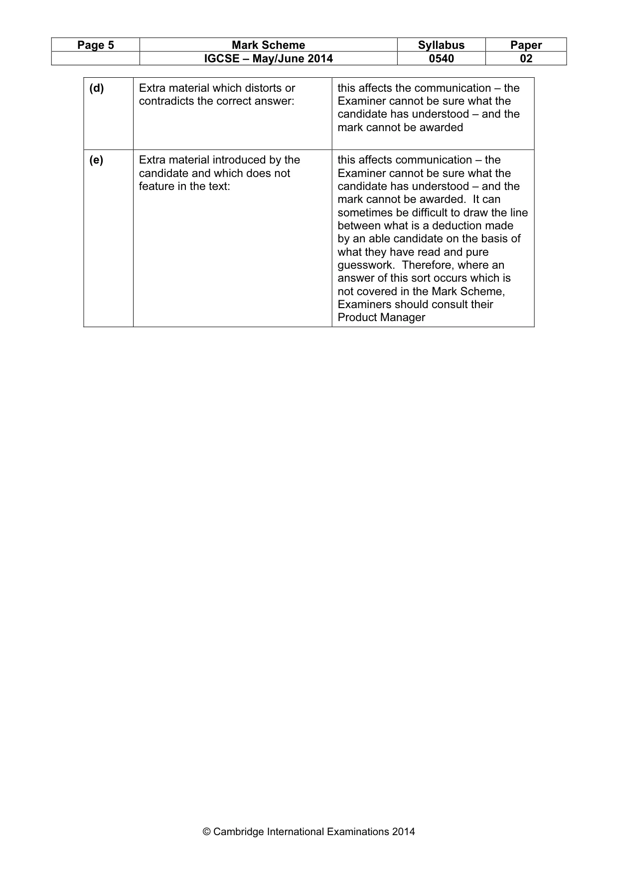 Mark scheme, page 5 of 12