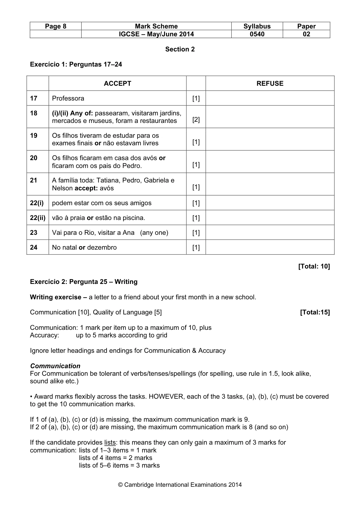 Mark scheme, page 8 of 12