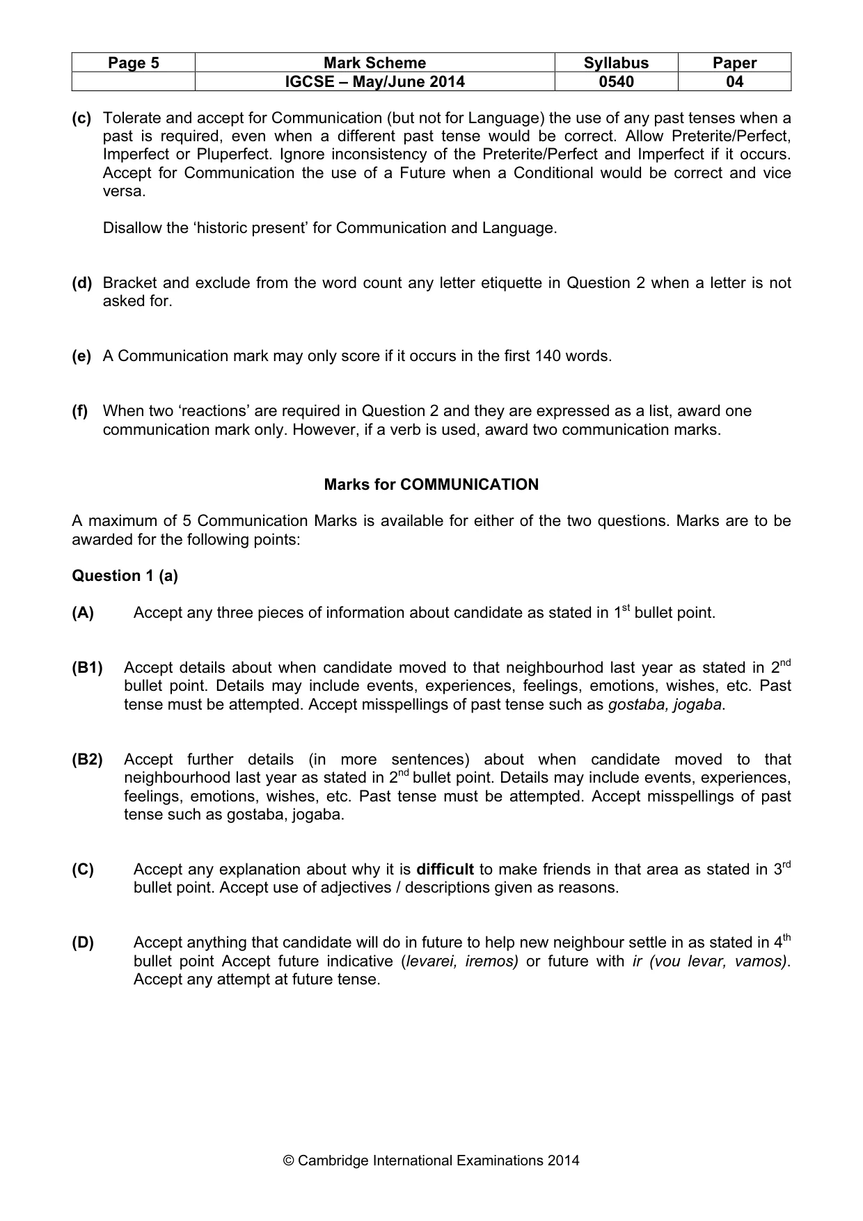 Mark scheme, page 5 of 16