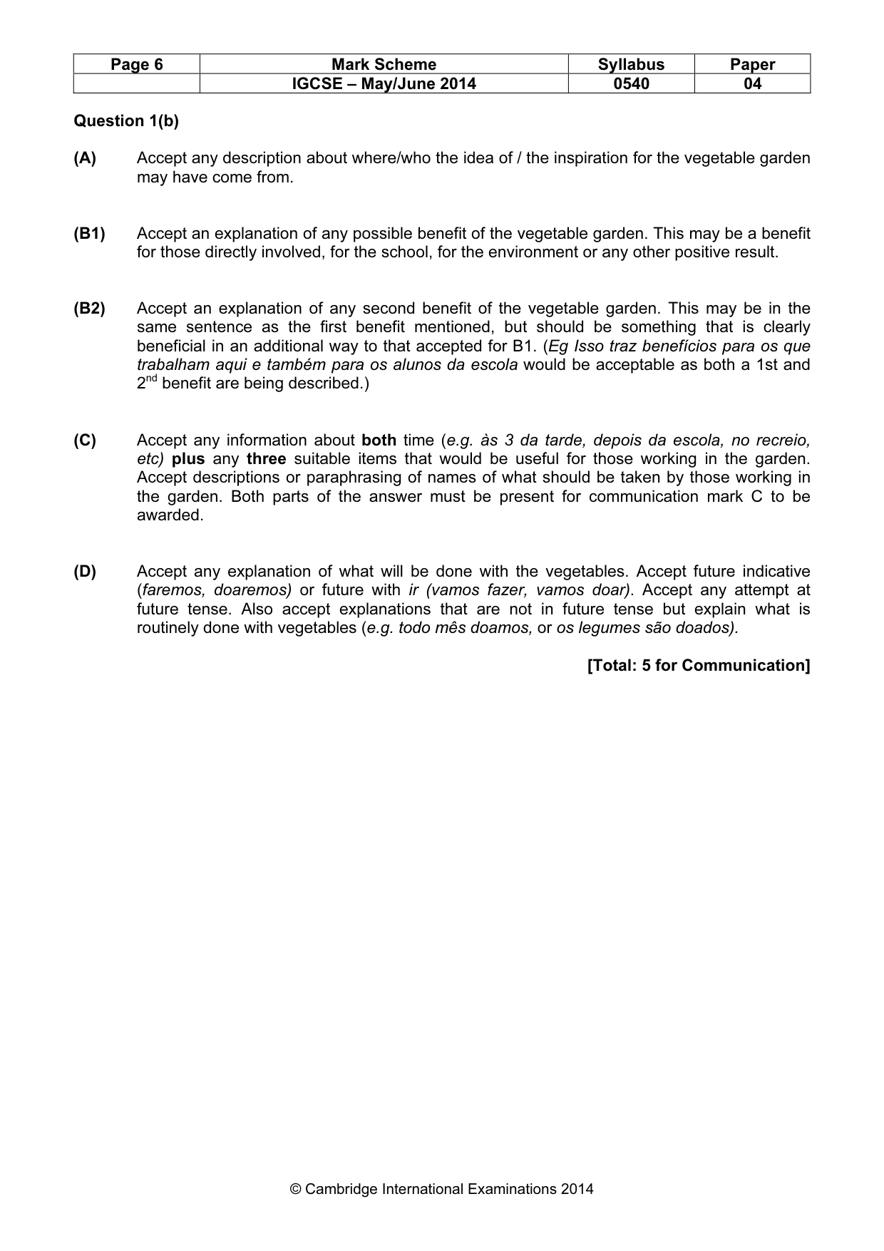 Mark scheme, page 6 of 16