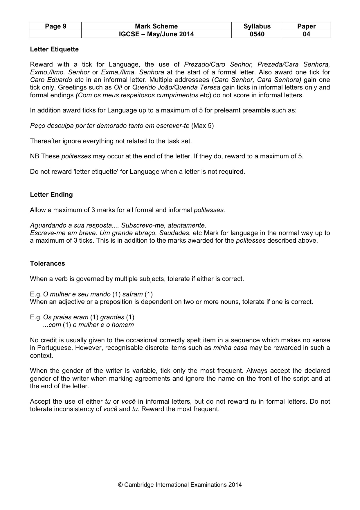 Mark scheme, page 9 of 16