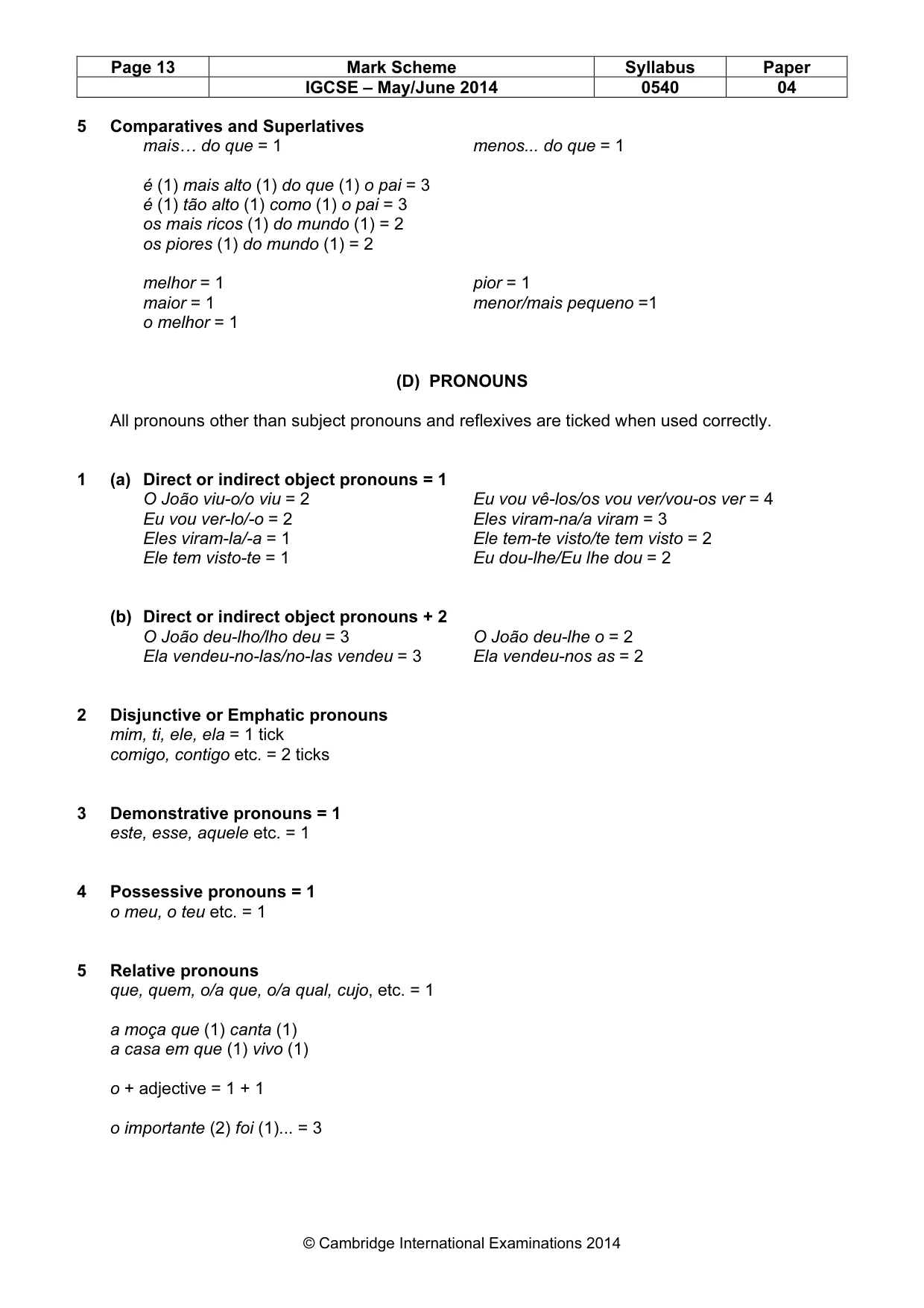 Mark scheme, page 13 of 16