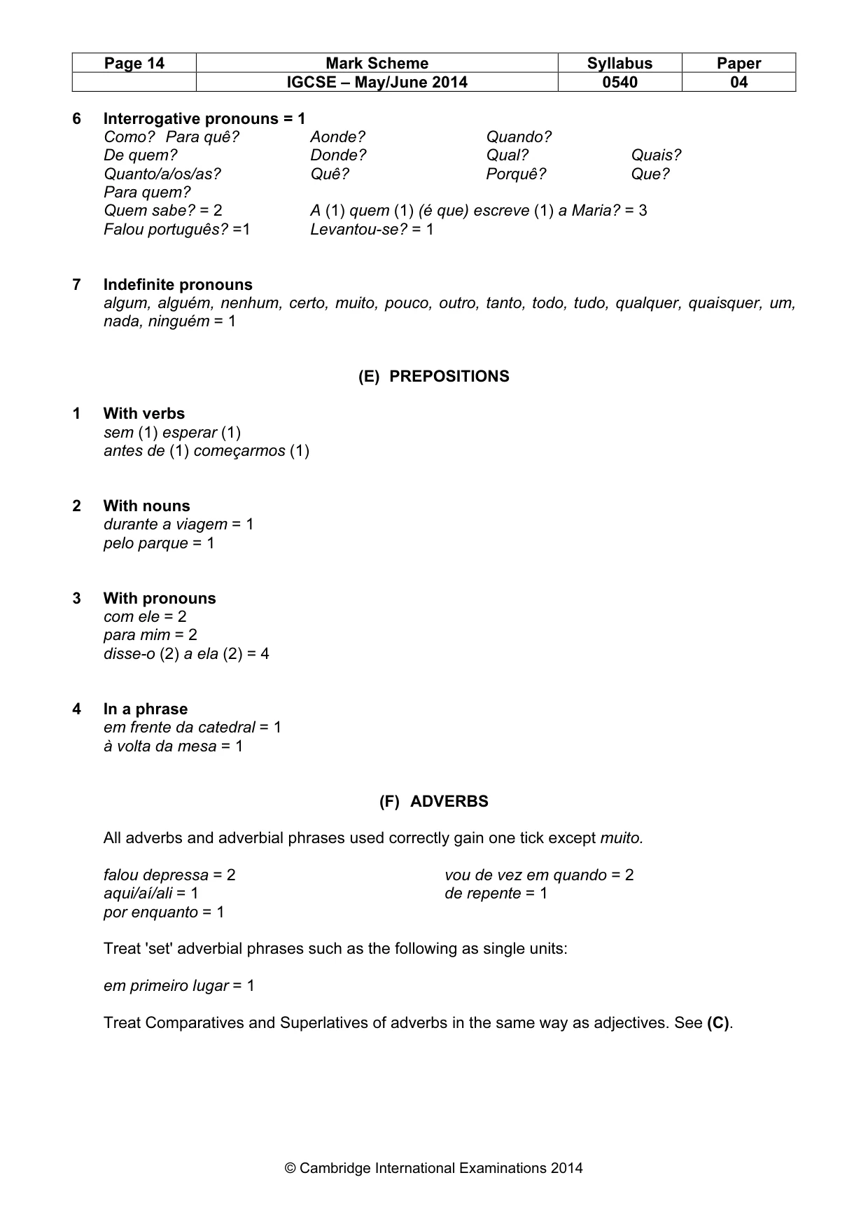 Mark scheme, page 14 of 16