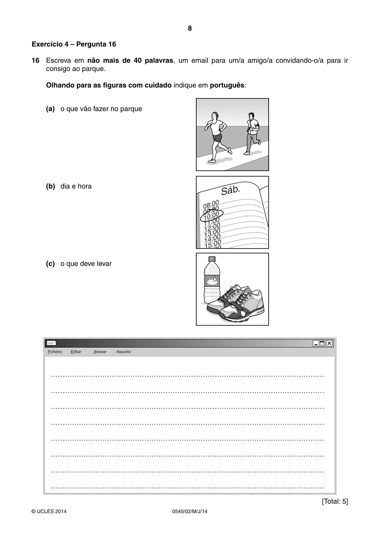 Cambridge IGCSE Portuguese - Foreign Language 0540 2014 May/June Paper 2 · Variant 1 question paper, page 8 of 20