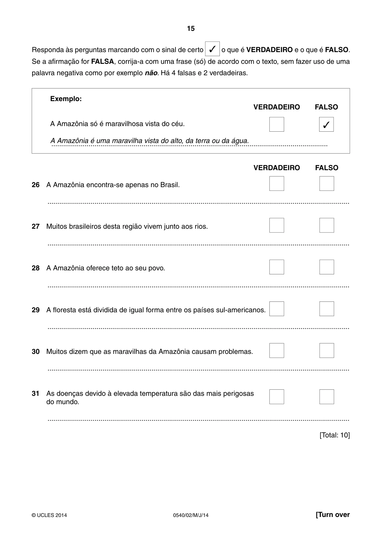 Cambridge IGCSE Portuguese - Foreign Language 0540 2014 May/June Paper 2 · Variant 1 question paper, page 15 of 20