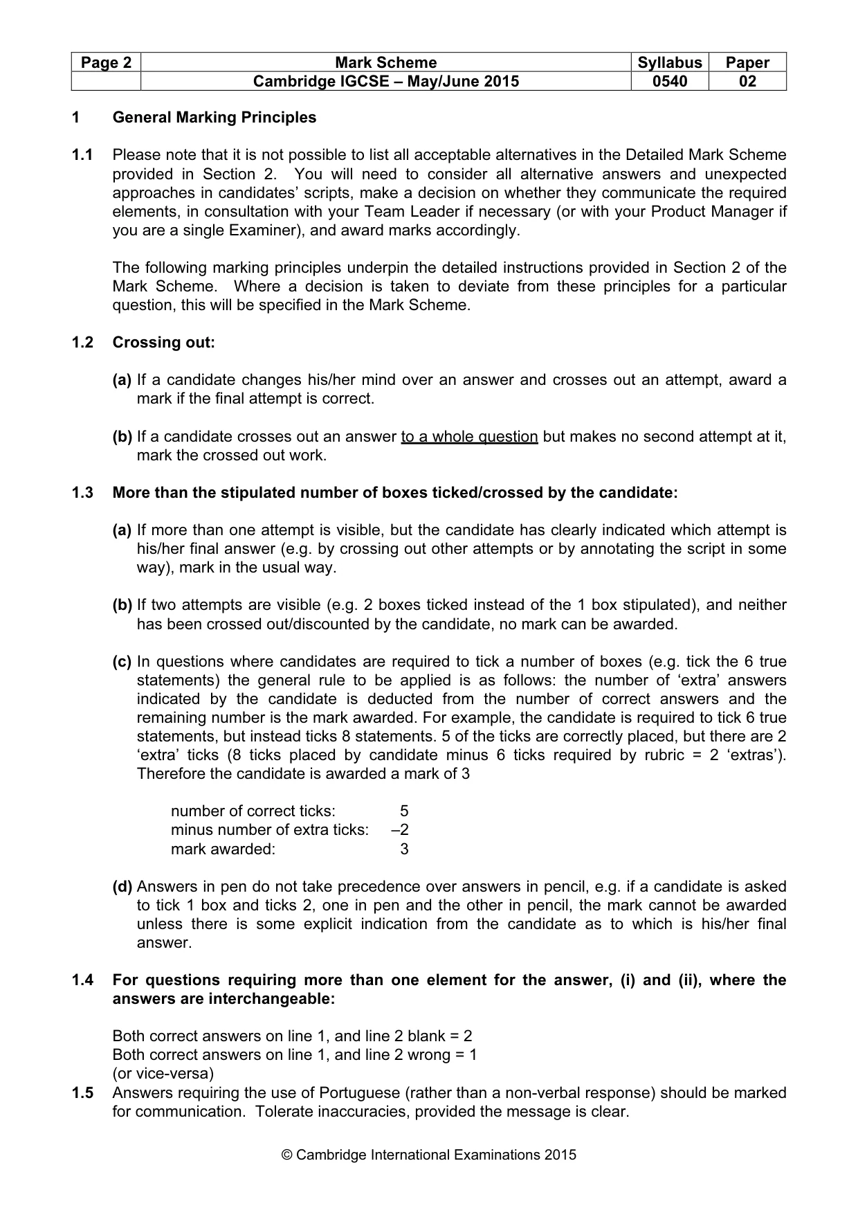 Mark scheme, page 2 of 9