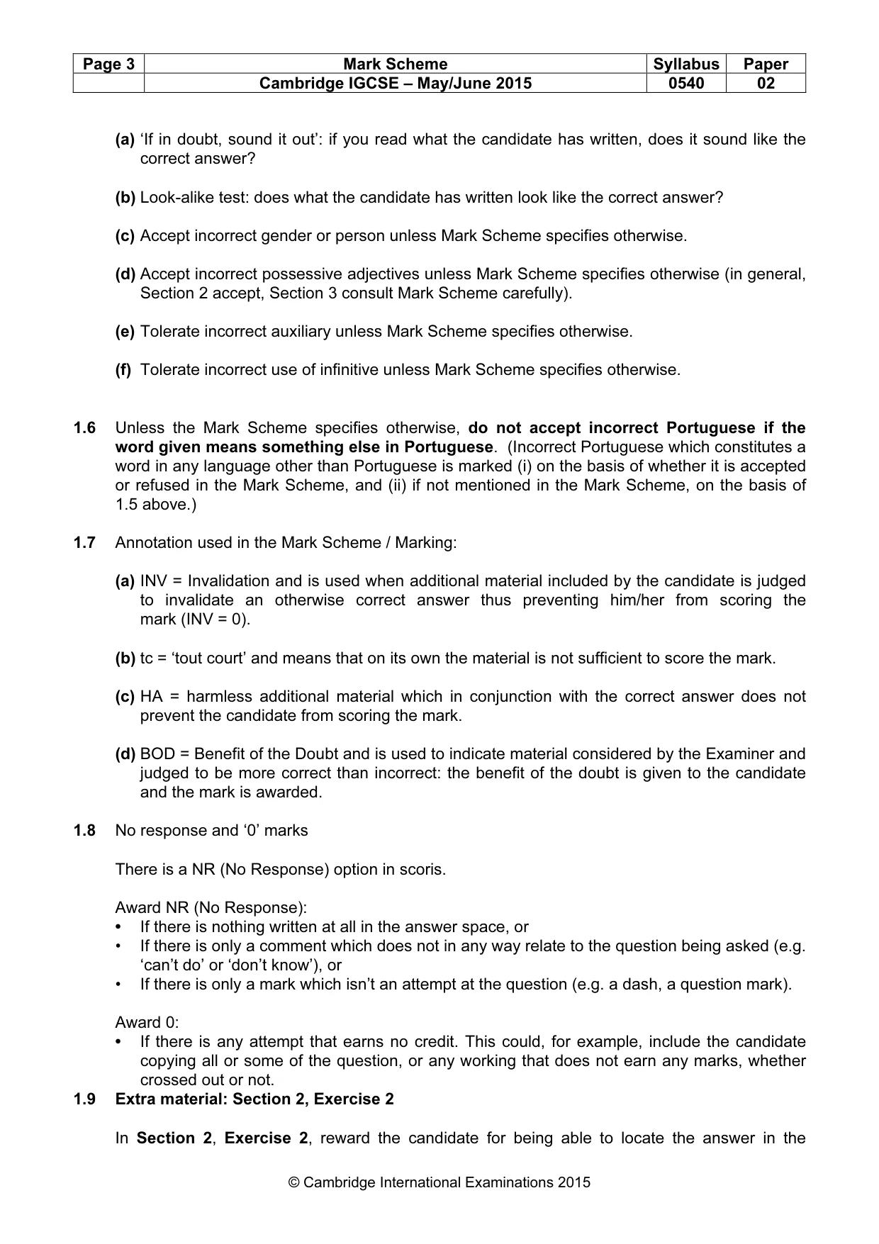 Mark scheme, page 3 of 9