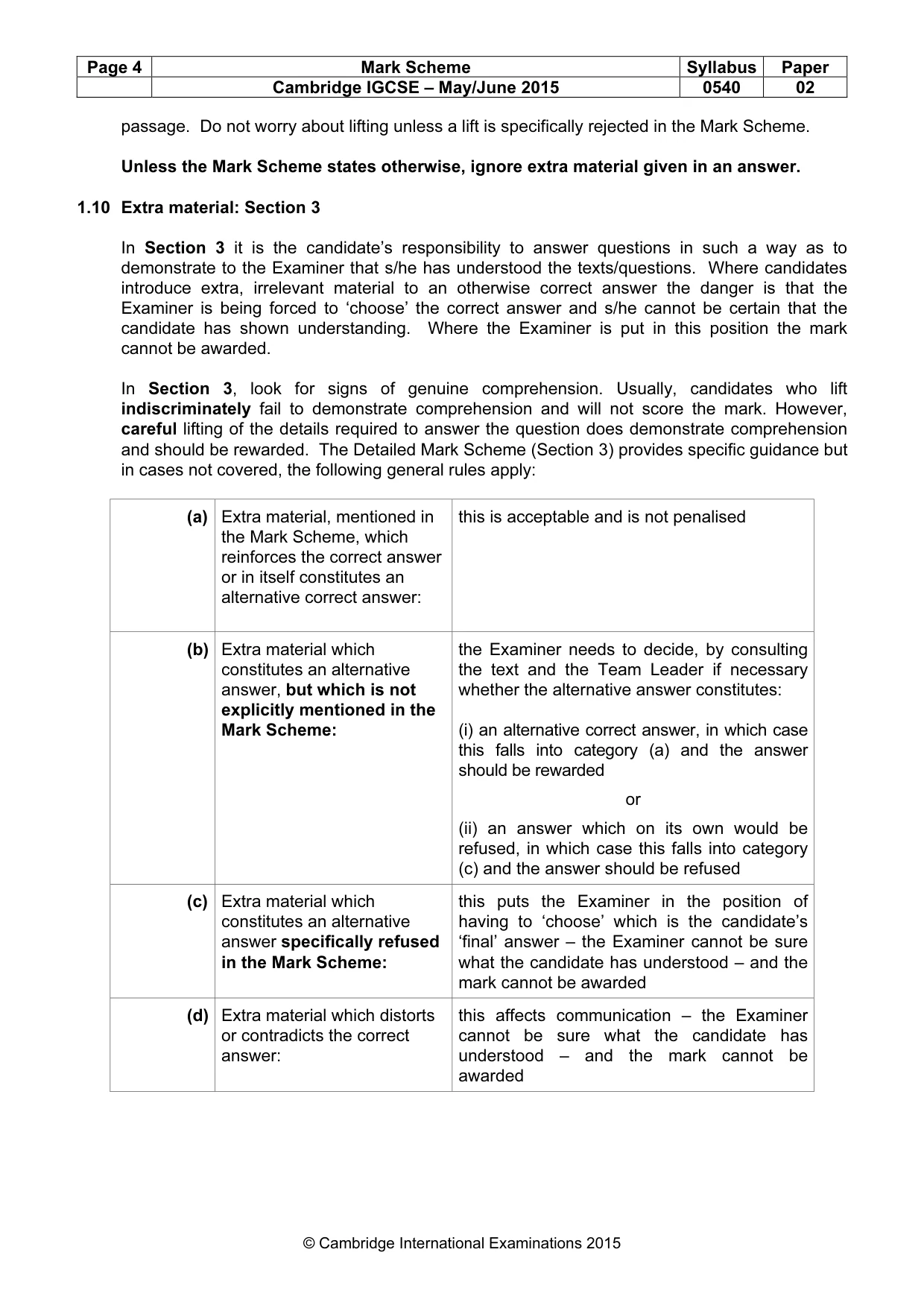 Mark scheme, page 4 of 9