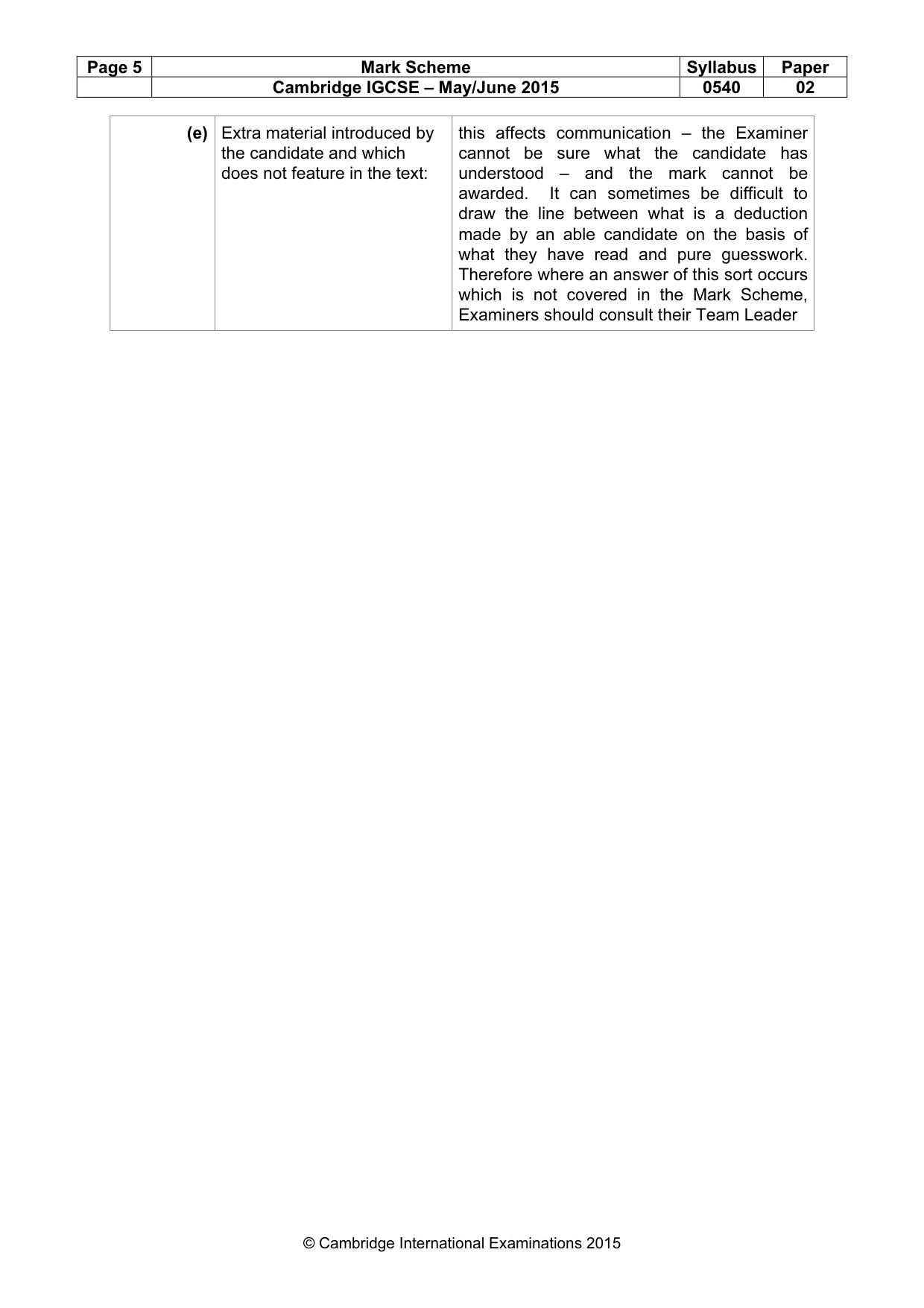 Mark scheme, page 5 of 9
