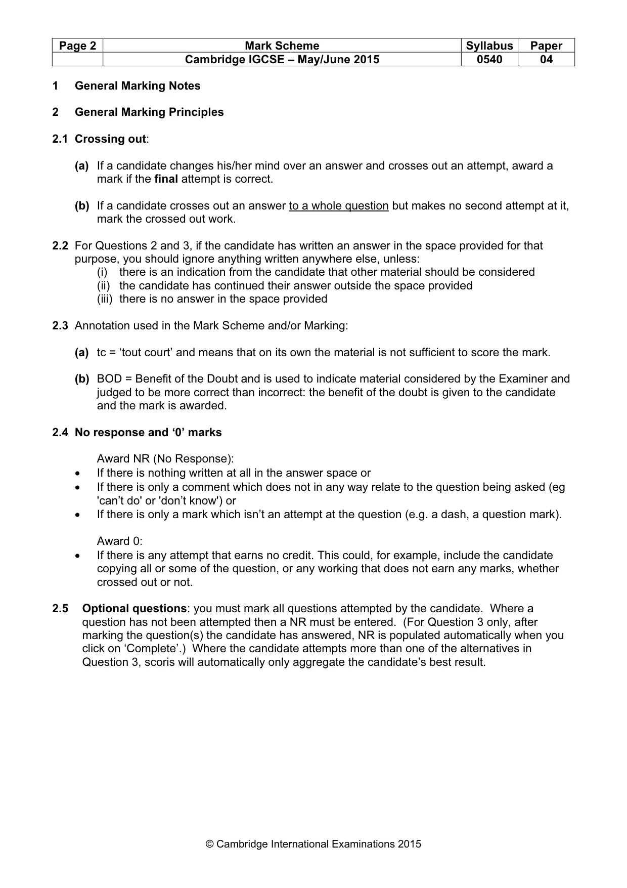 Mark scheme, page 2 of 18