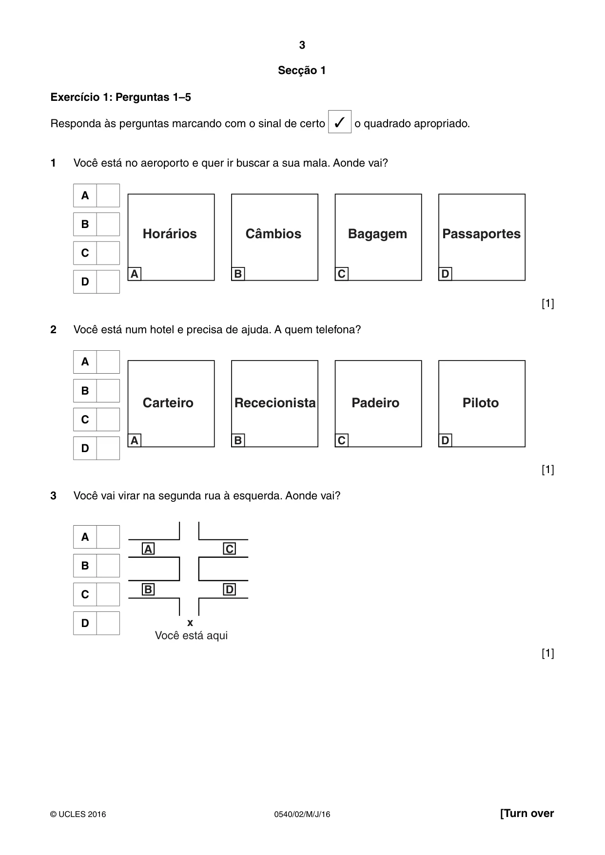 Cambridge IGCSE Portuguese - Foreign Language 0540 2016 May/June Paper 2 · Variant 0 question paper, page 3 of 16