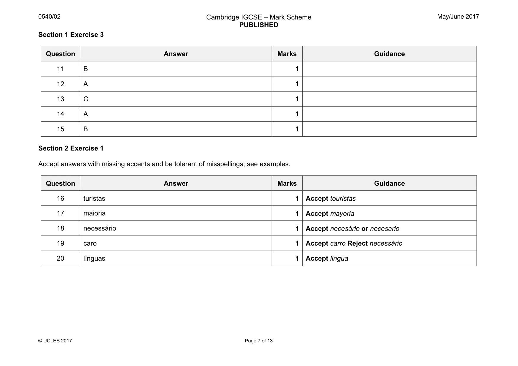 Mark scheme, page 7 of 13