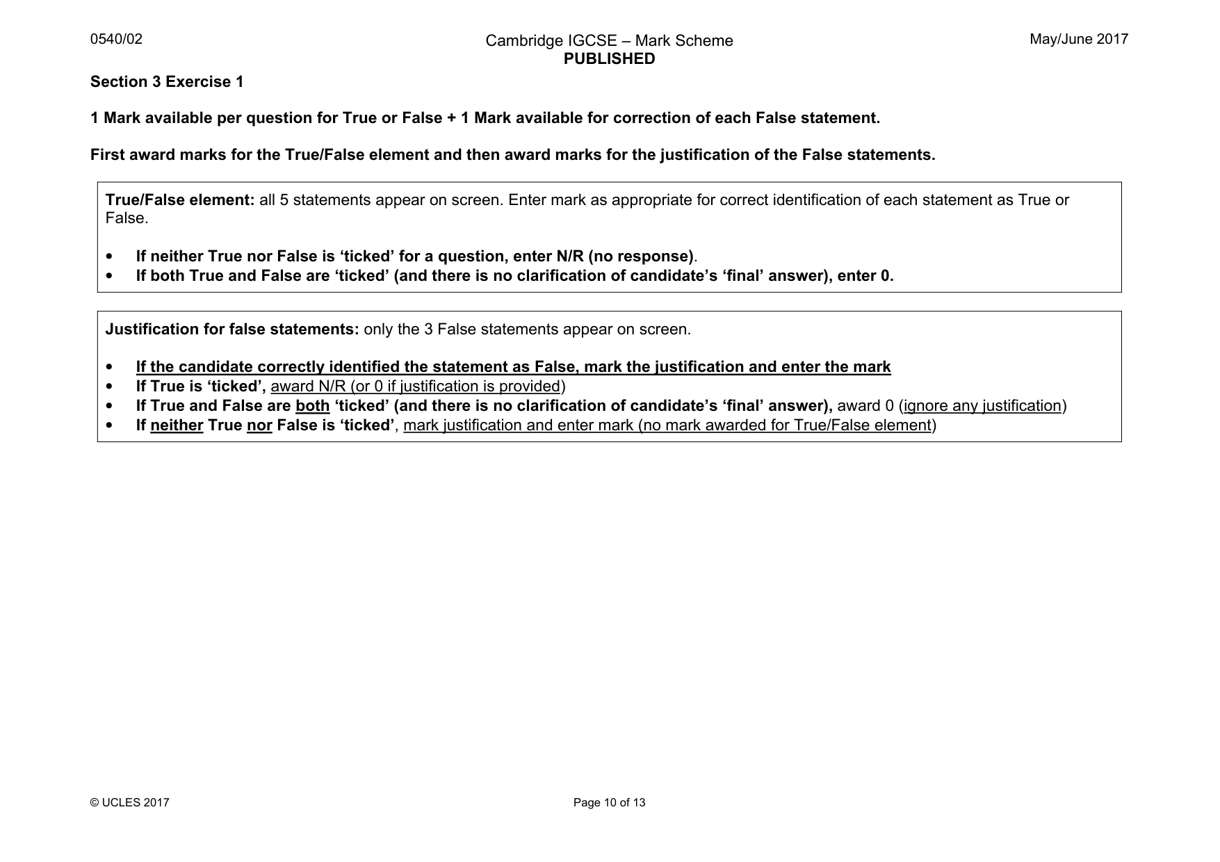 Mark scheme, page 10 of 13