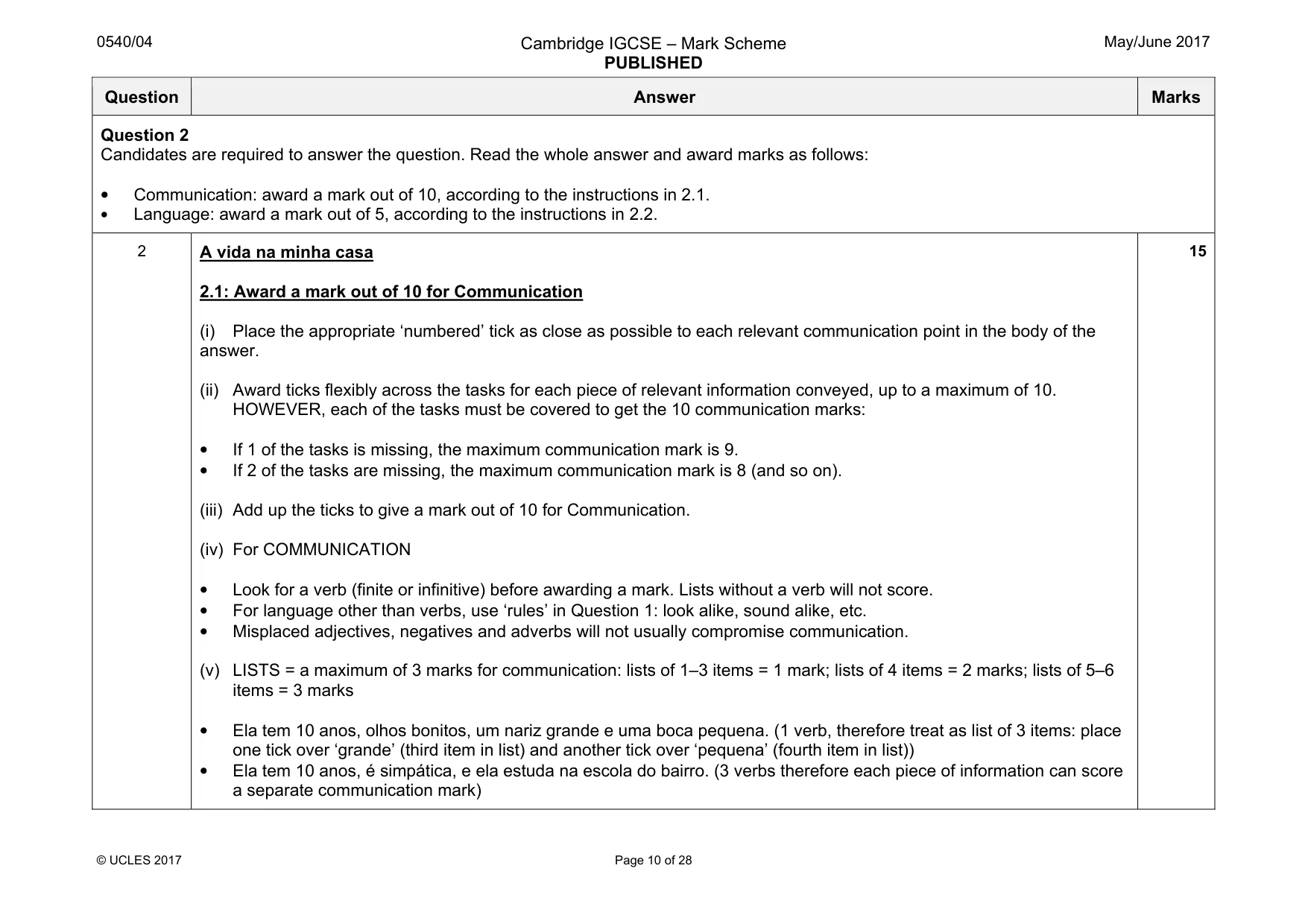 Mark scheme, page 10 of 28