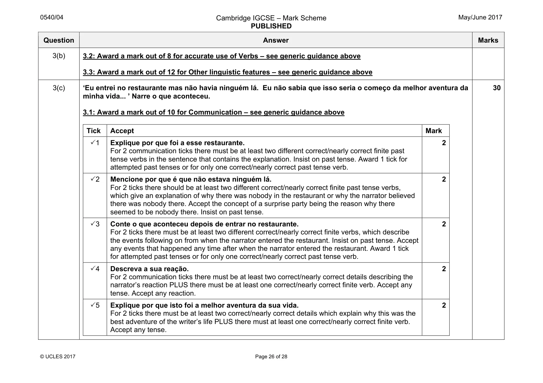Mark scheme, page 26 of 28