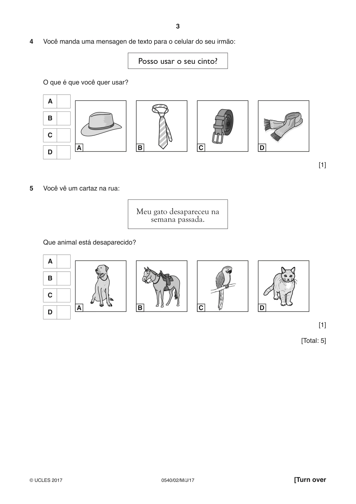 Cambridge IGCSE Portuguese - Foreign Language 0540 2017 May/June Paper 2 · Variant 1 question paper, page 3 of 16