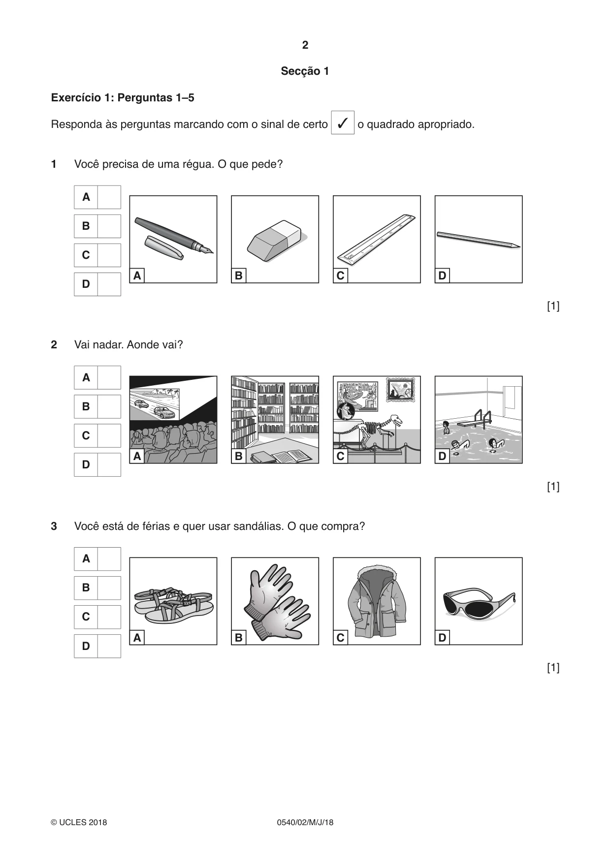 Cambridge IGCSE Portuguese - Foreign Language 0540 2018 May/June Paper 2 · Variant 0 question paper, page 2 of 16